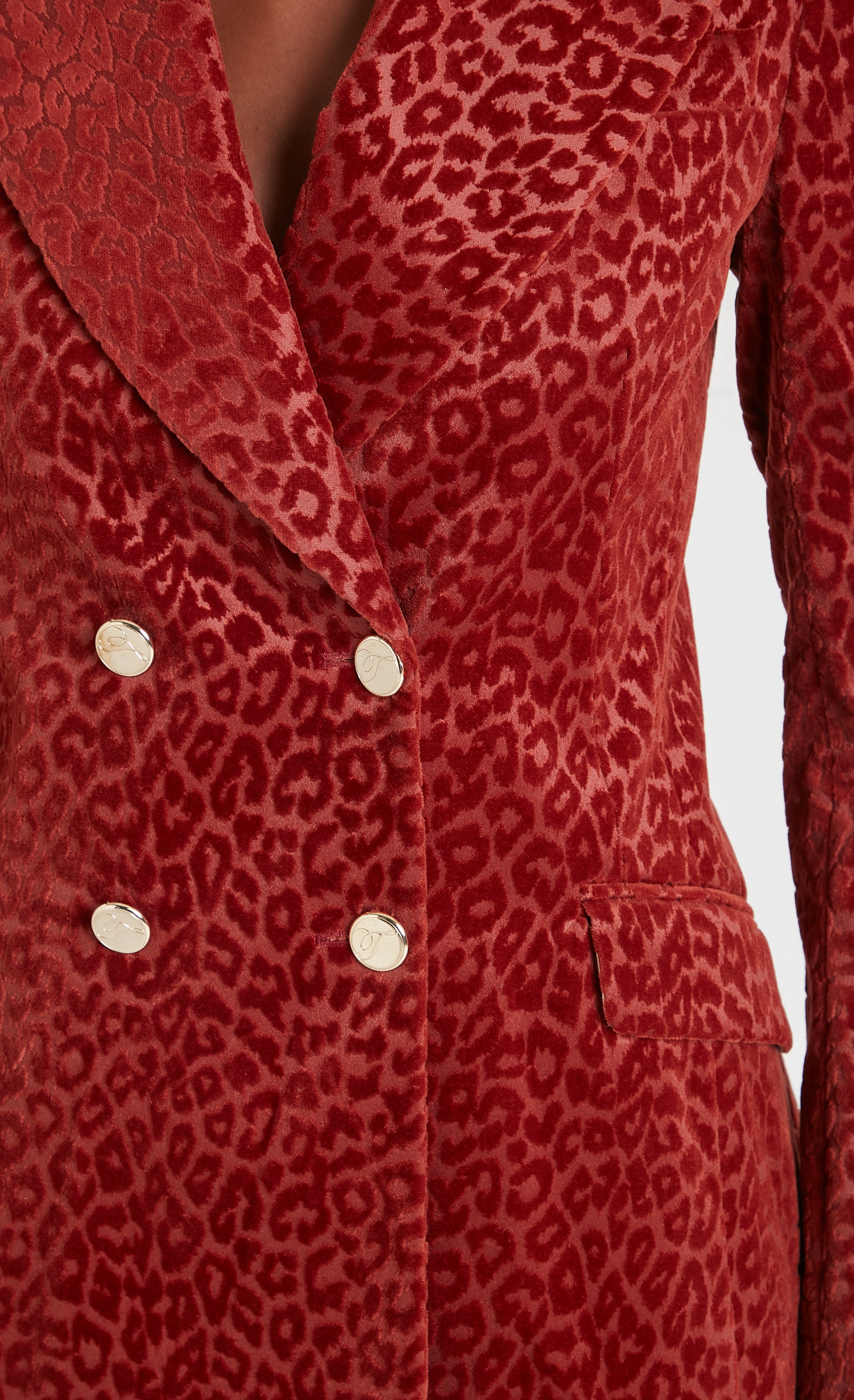 Lynx Velvet Double Breasted Jacket - Maple Leopard