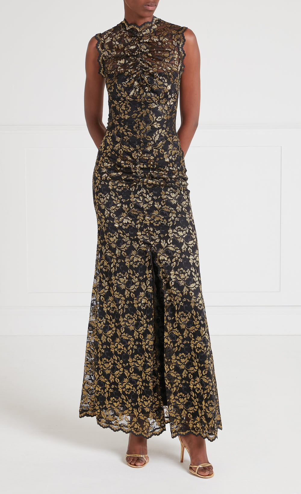Orris Sleeveless Gown - Gold & Black