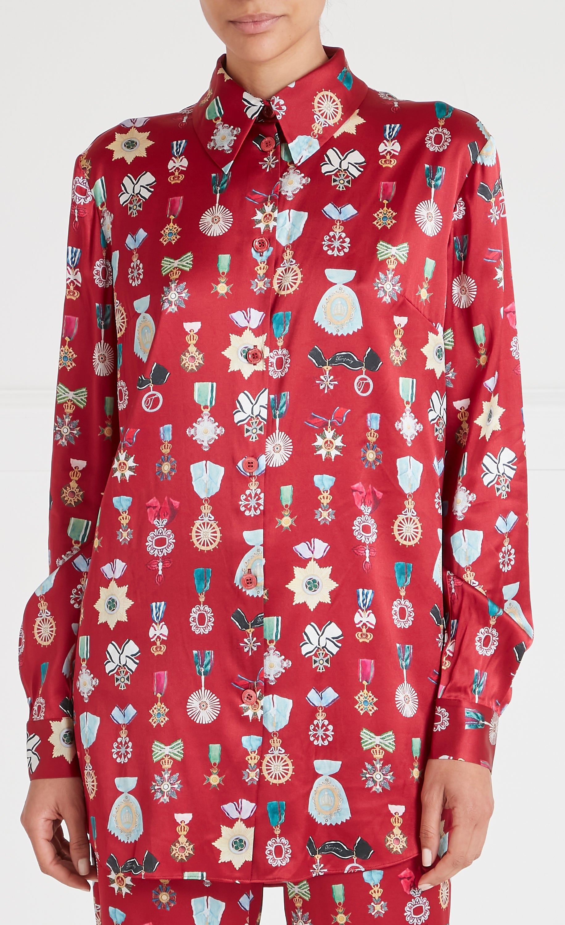 Gloriette Shirt Dress - Crimson