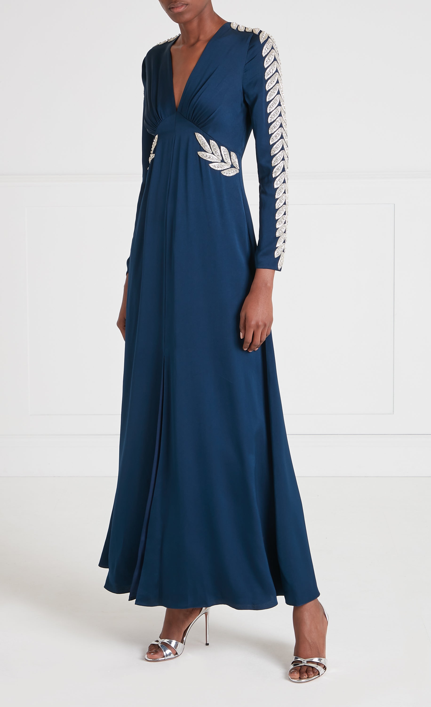 Vine Sleeved Gown - Midnight