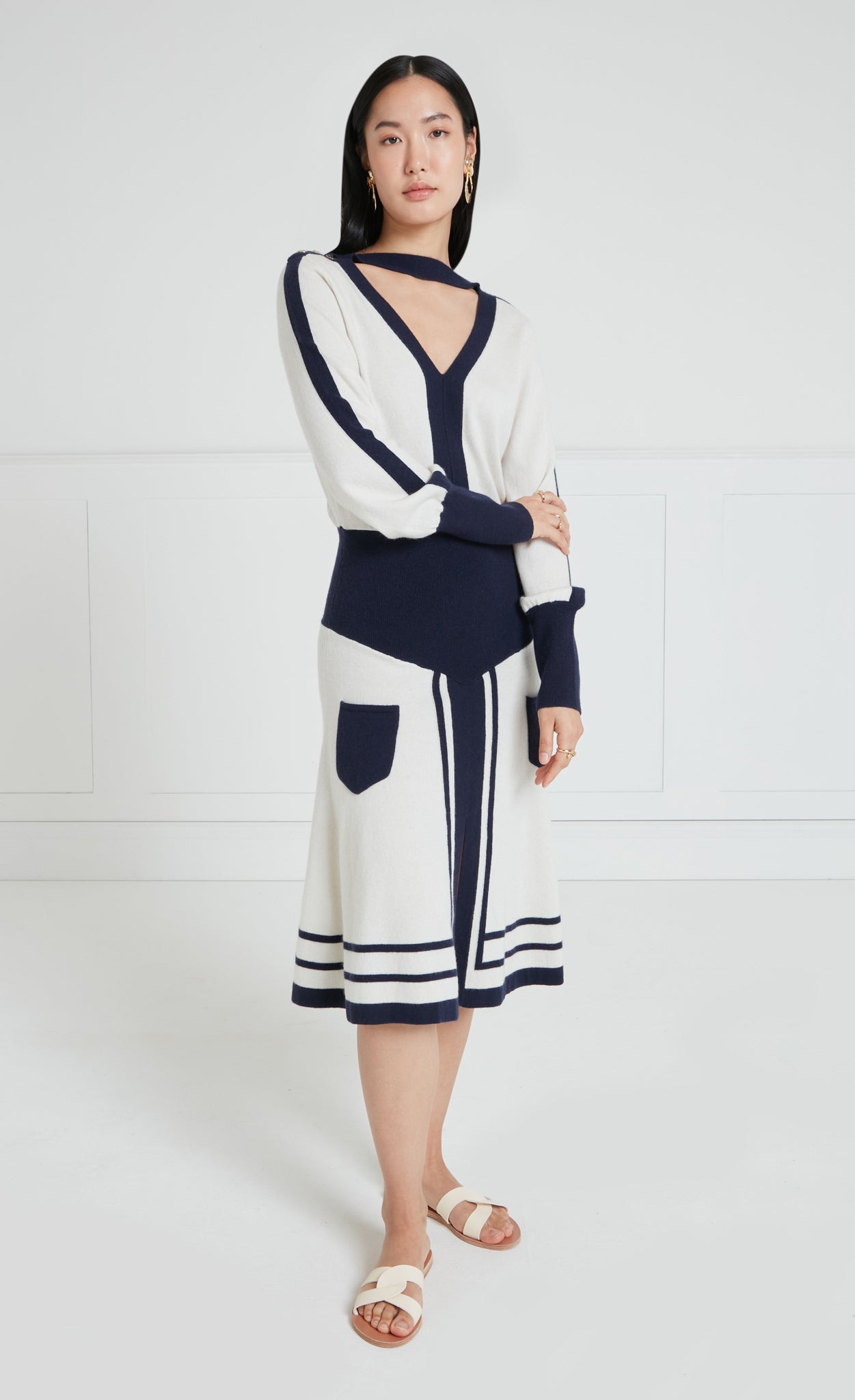Bretton Knit Dress - Navy/Ivory