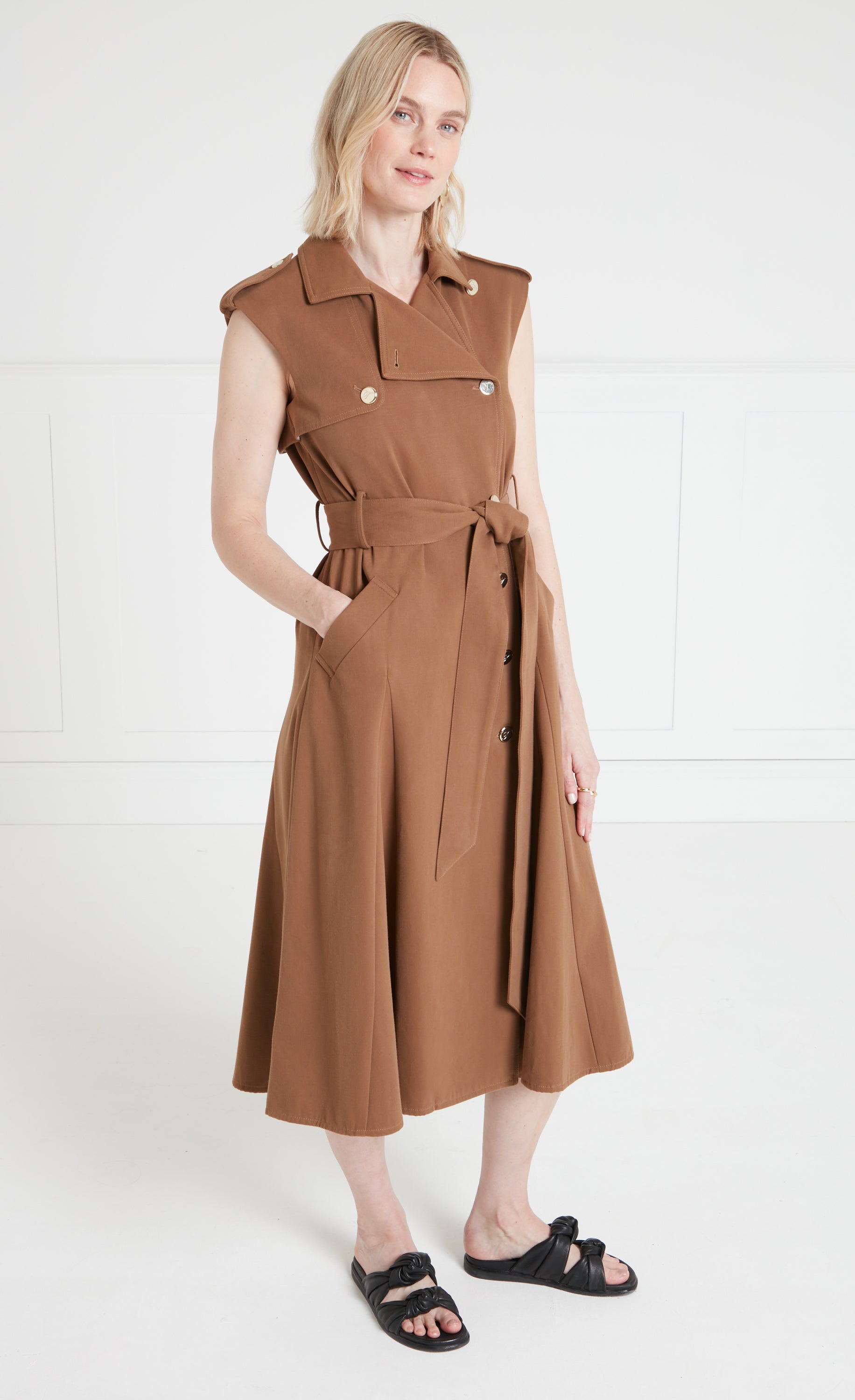 ジャケット・アウター Herlipto Sleeveless Twill Trench Dress S herlipto Sleeveless Twill Trench Dress