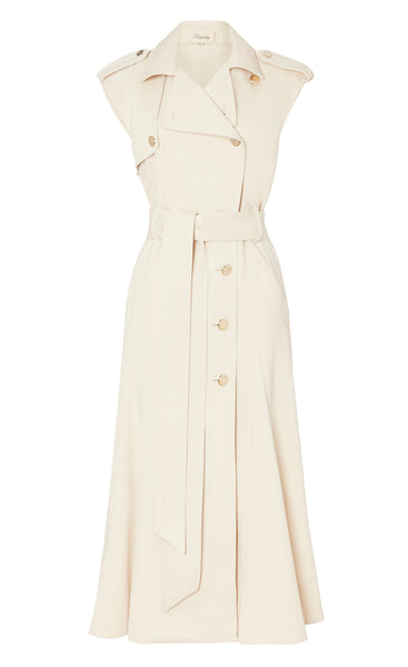 Javier Sleeveless Trench Coat - Sandy Cream | Coats and Jackets