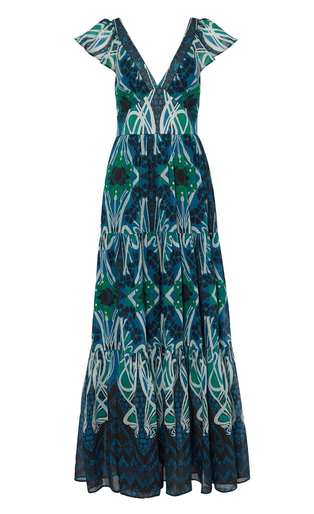 Monikh V-Neck Dress - Blue/Green Mix | Dresses & Jumpsuits | Temperley London Temperley London (UK) Monikh V-Neck Dress - Blue/Green Mix | Dresses & Jumpsuits | Temperley London Temperley London (UK)