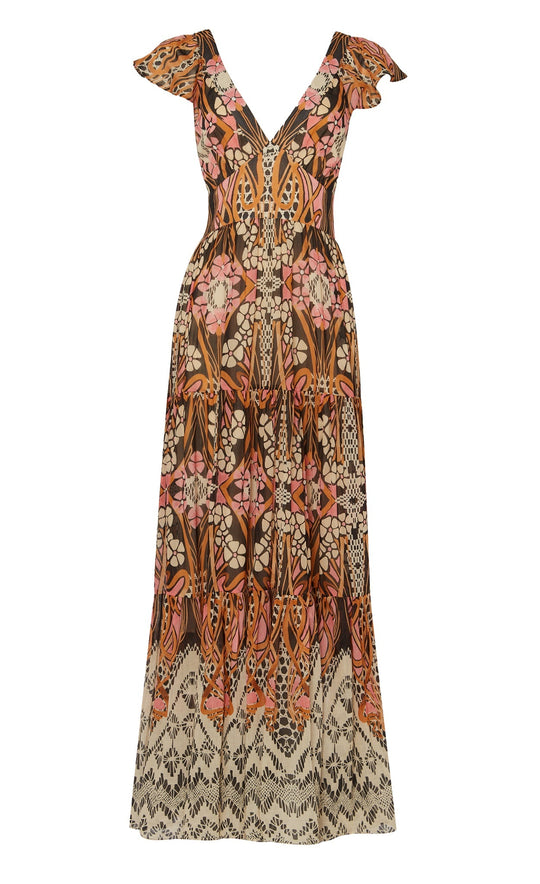 Monikh Strappy Dress - Pink & Sand Mix