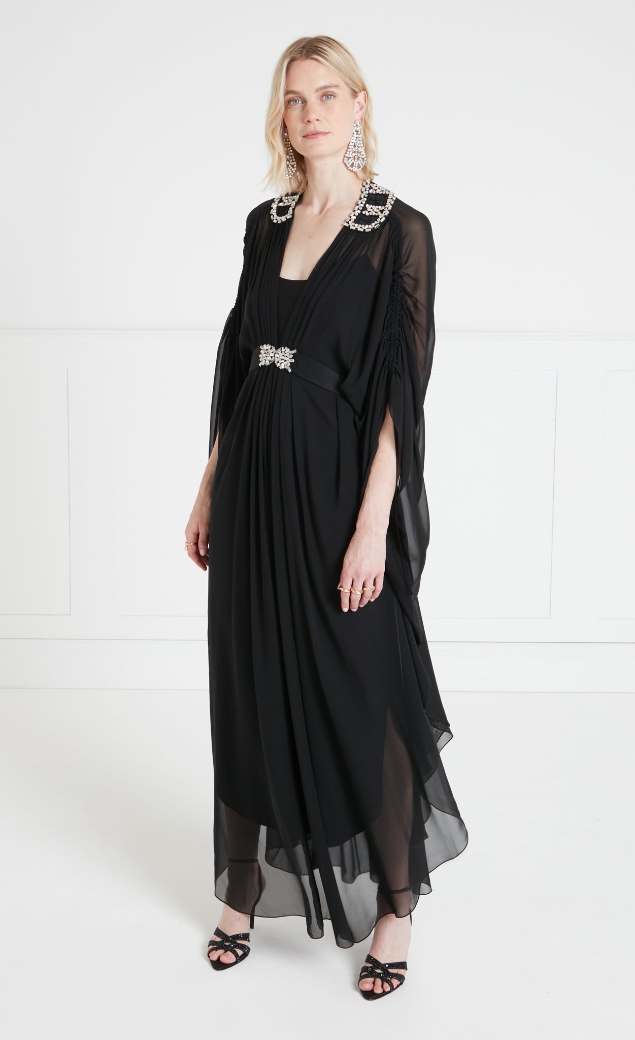 Sofia Long Kaftan - Black | Kaftans & Kimonos | Temperley London