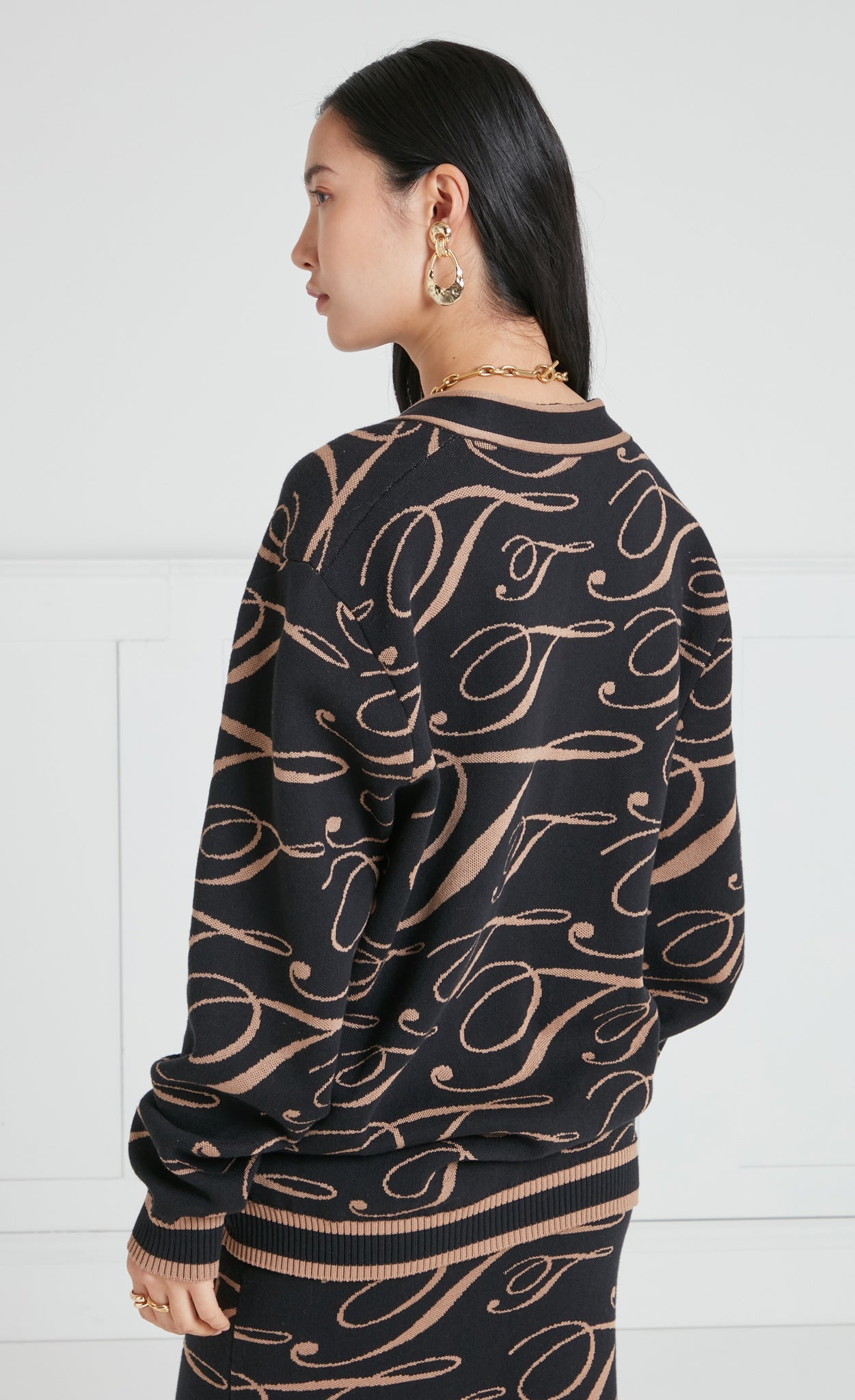 T-Logo Mania Cardigan - Black/Camel