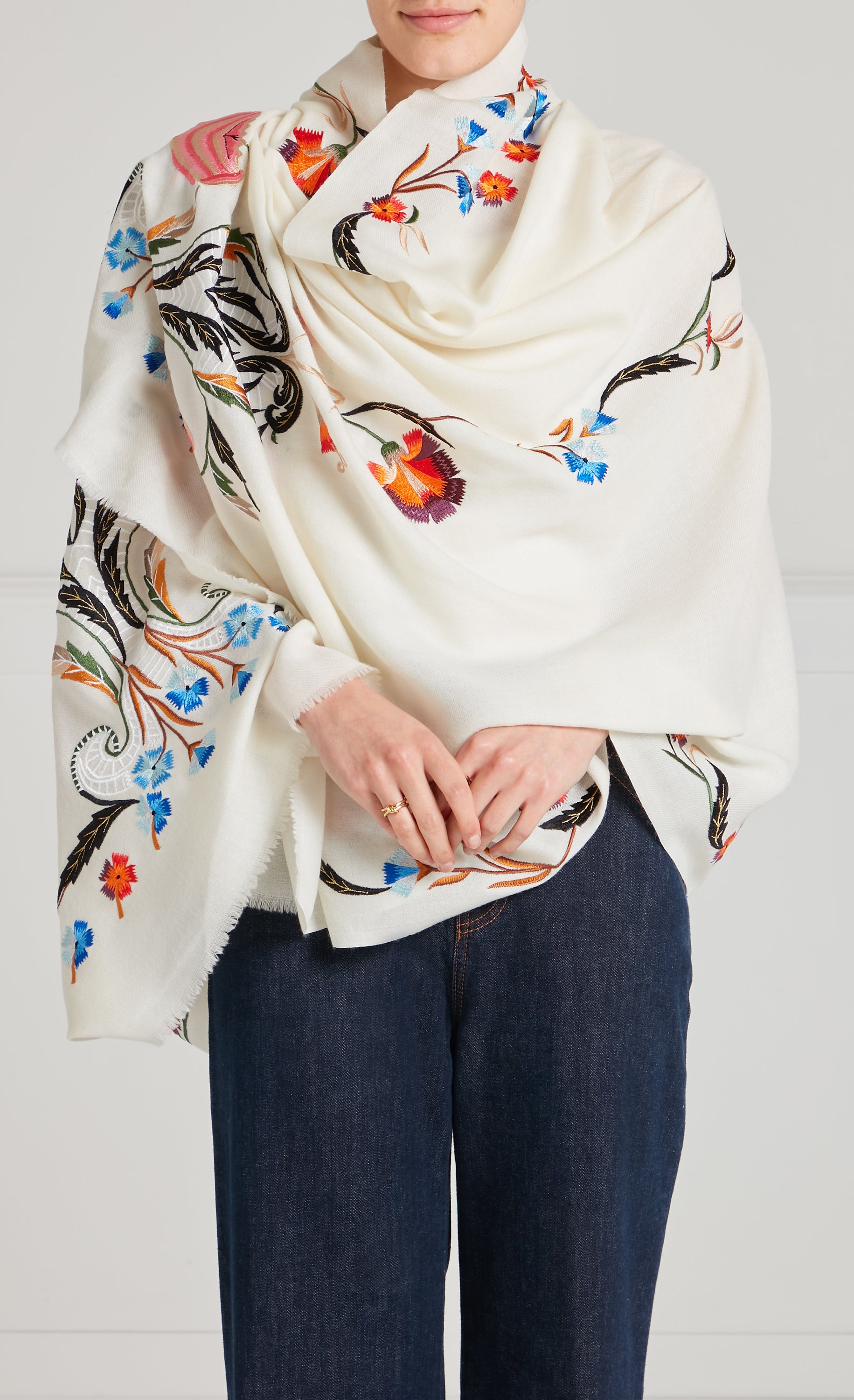 Toledo Embroidered Scarf - Cream Mix