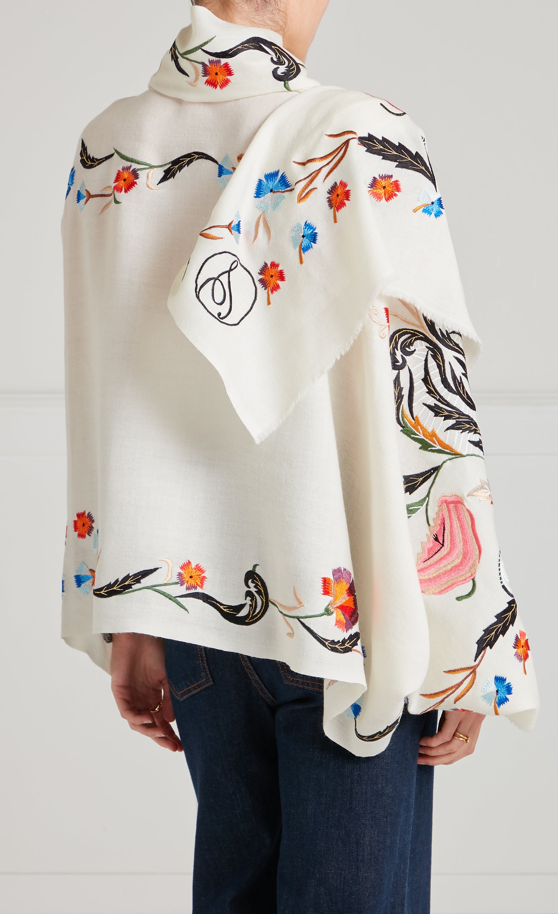 Toledo Embroidered Scarf - Cream Mix