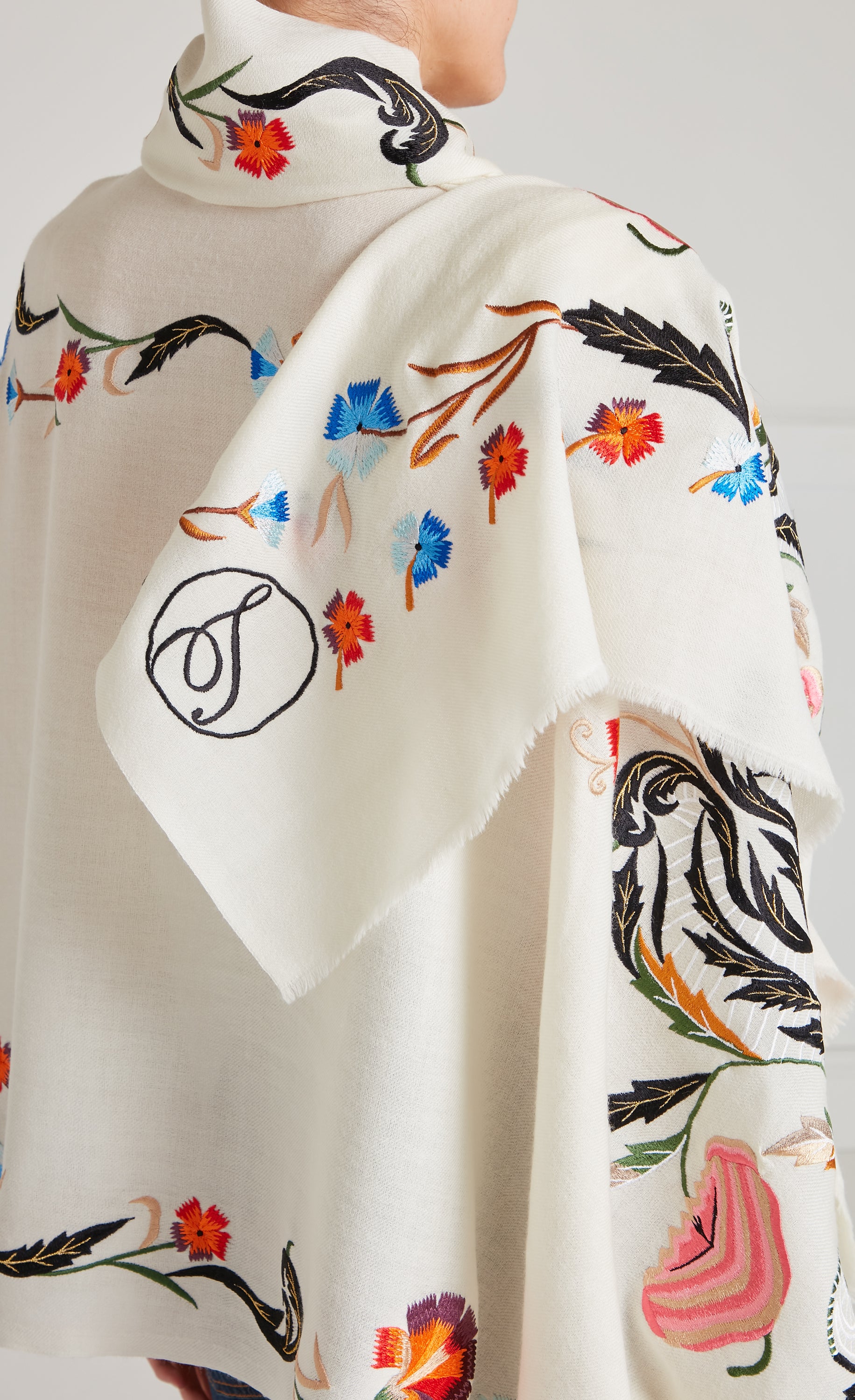 Toledo Embroidered Scarf - Cream Mix