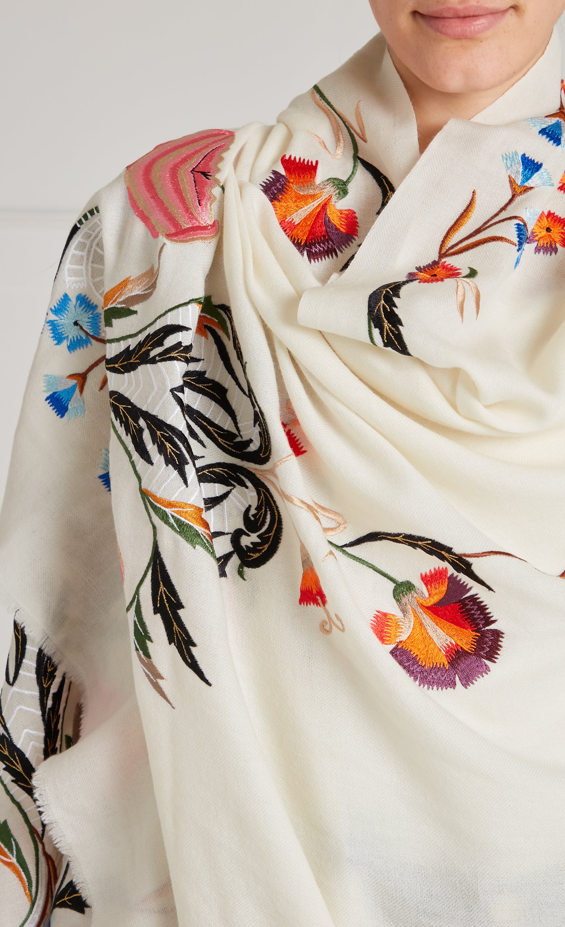 Toledo Embroidered Scarf - Cream Mix