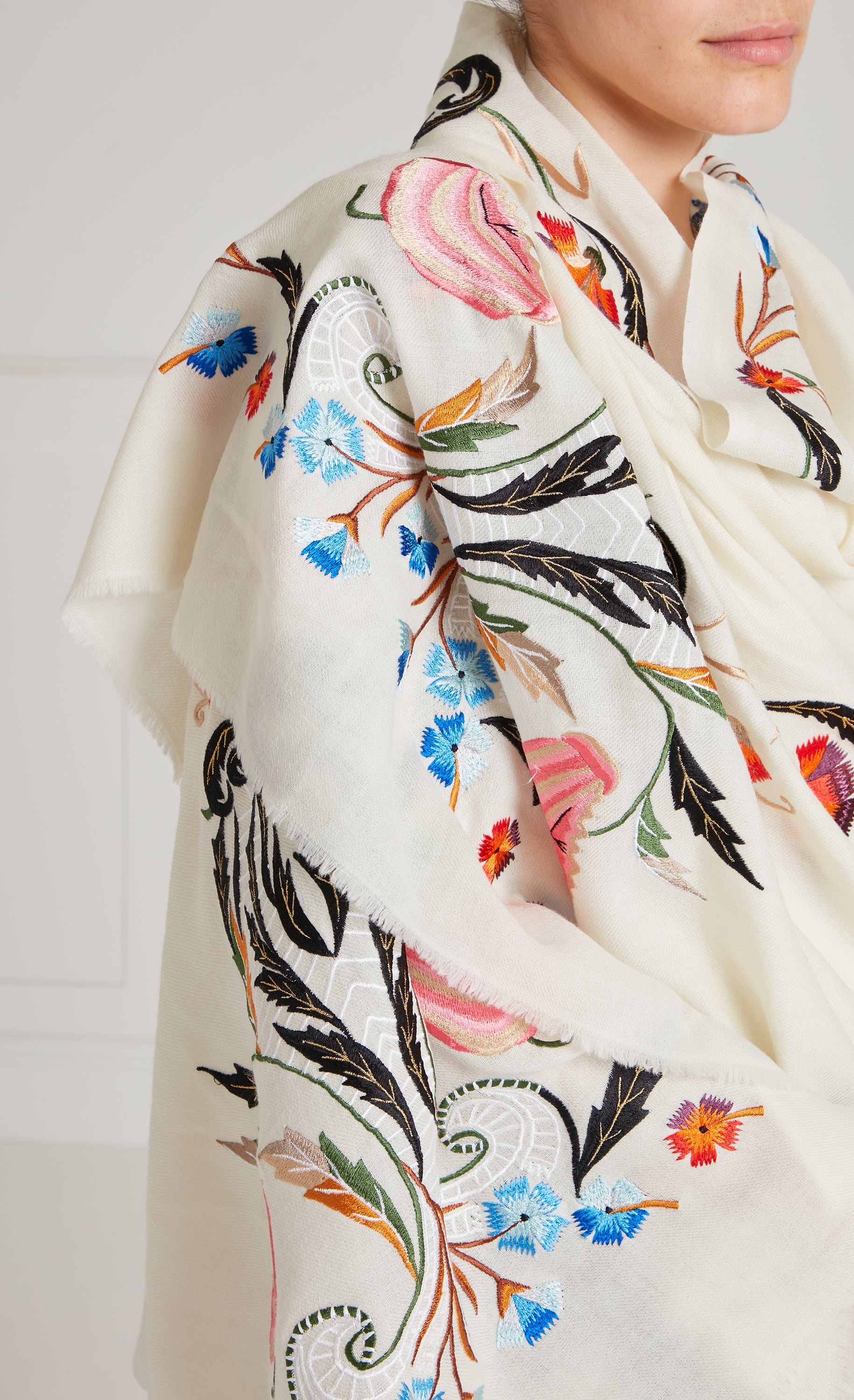Toledo Embroidered Scarf - Cream Mix