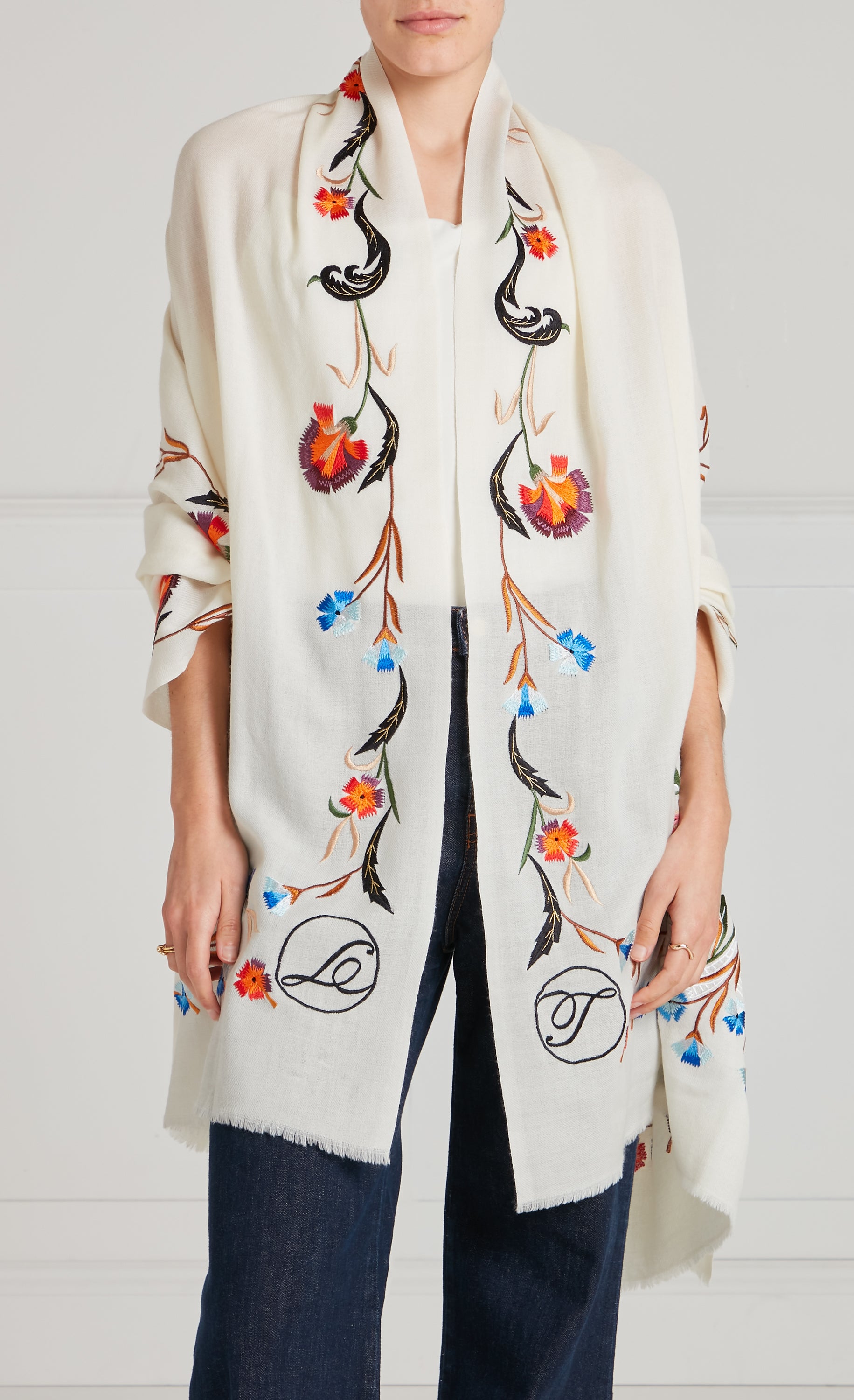 Toledo Embroidered Scarf - Cream Mix