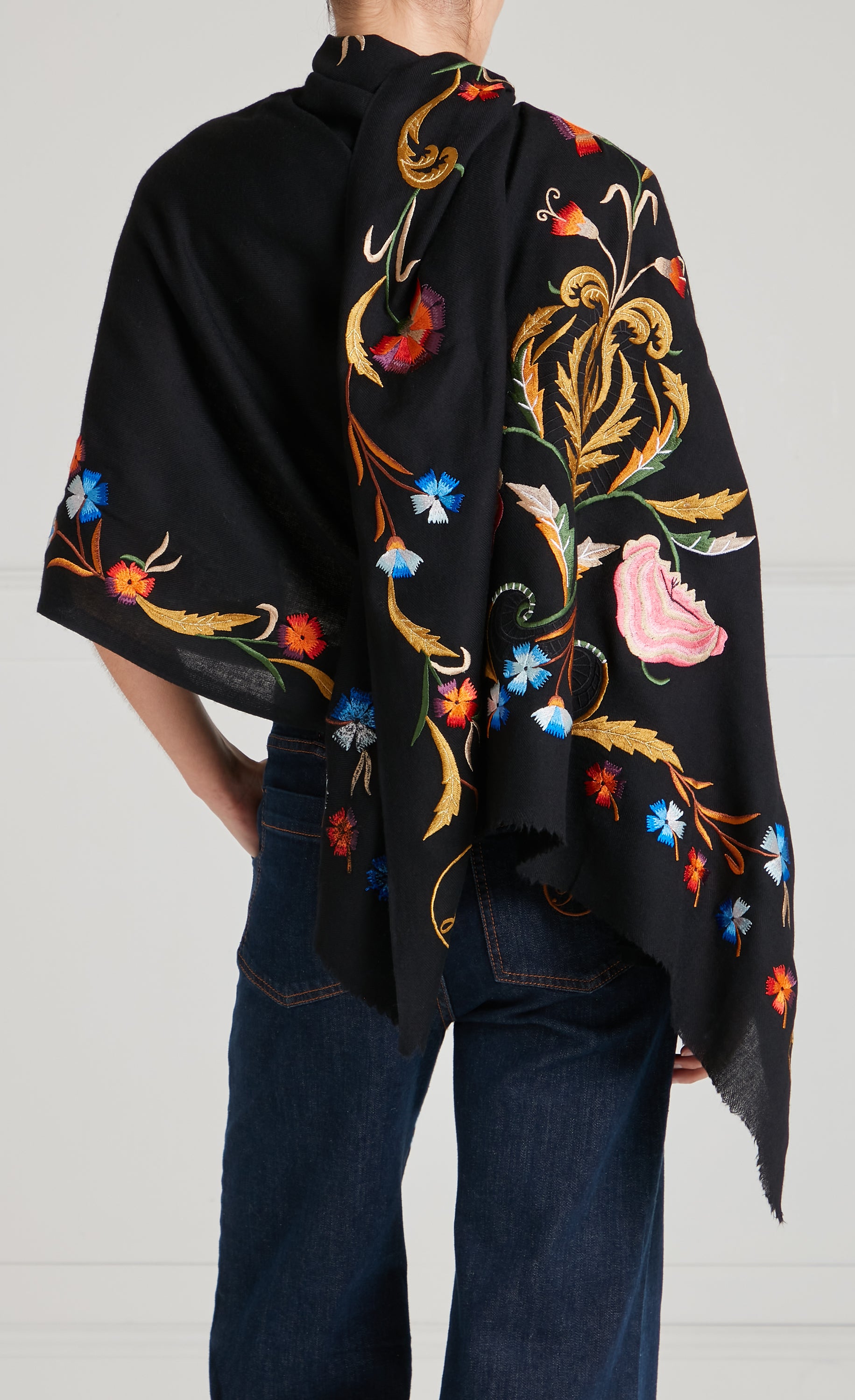 Toledo Embroidered Scarf - Black Mix