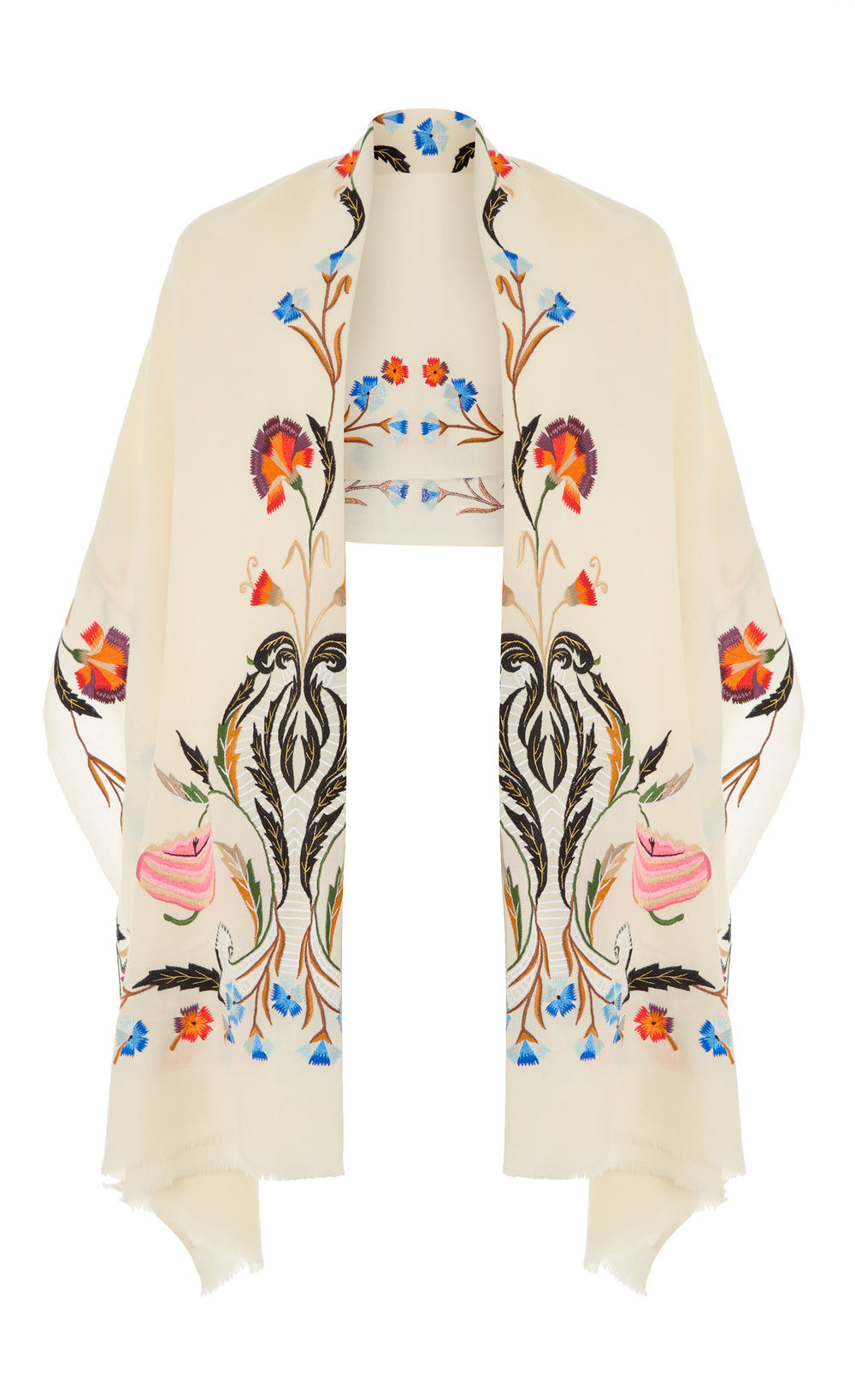 Toledo Embroidered Scarf - Cream Mix