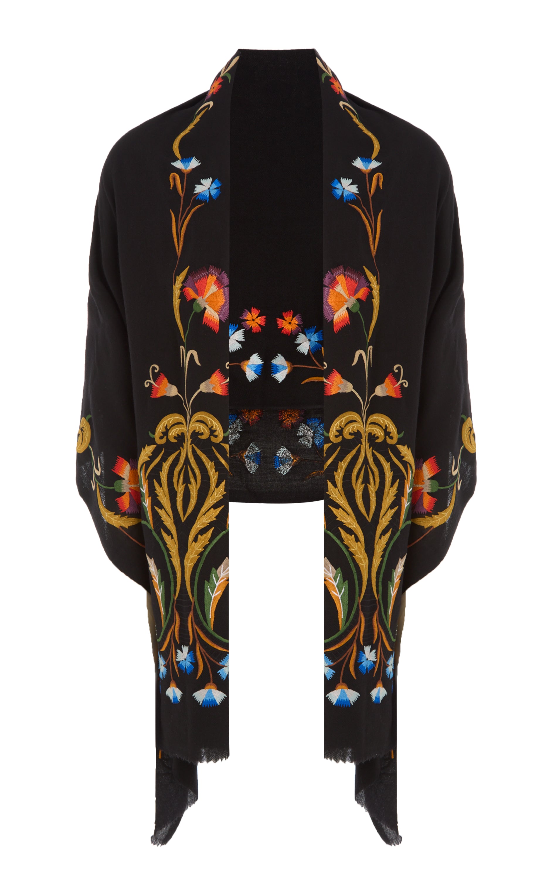 Toledo Embroidered Scarf - Black Mix