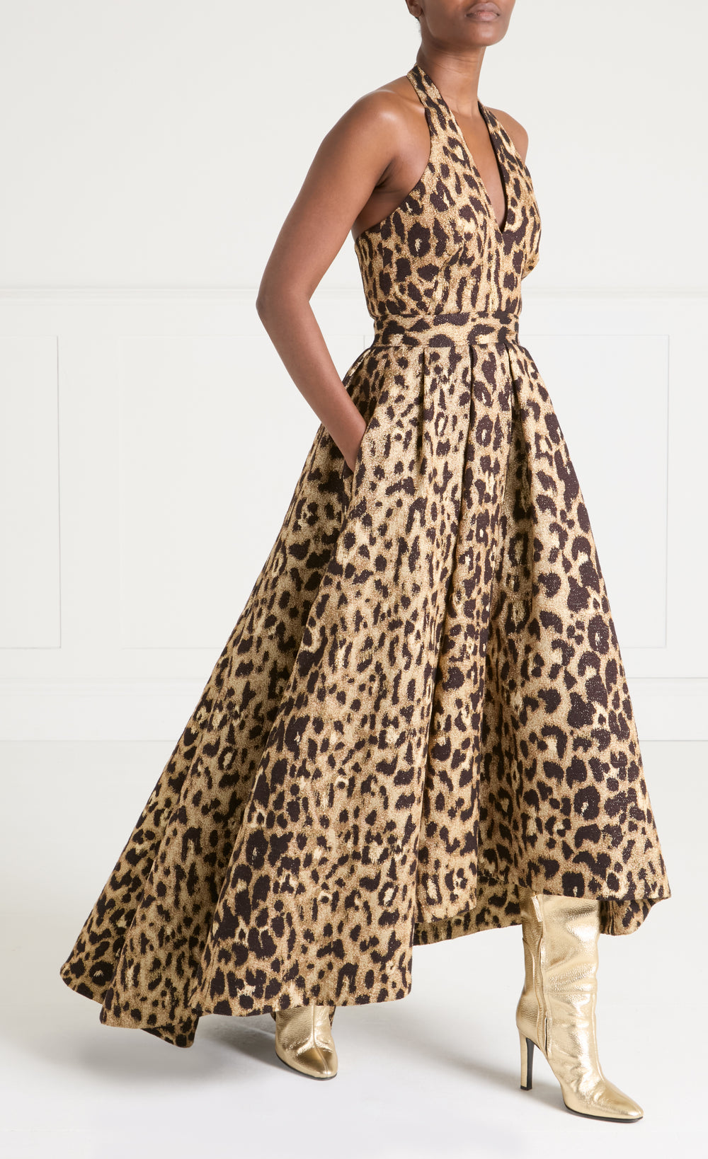 Amara V-Neck Dress - Gold
