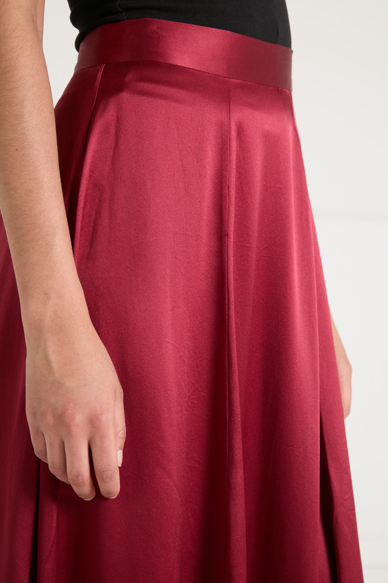 Amerie Satin Skirt - Claret