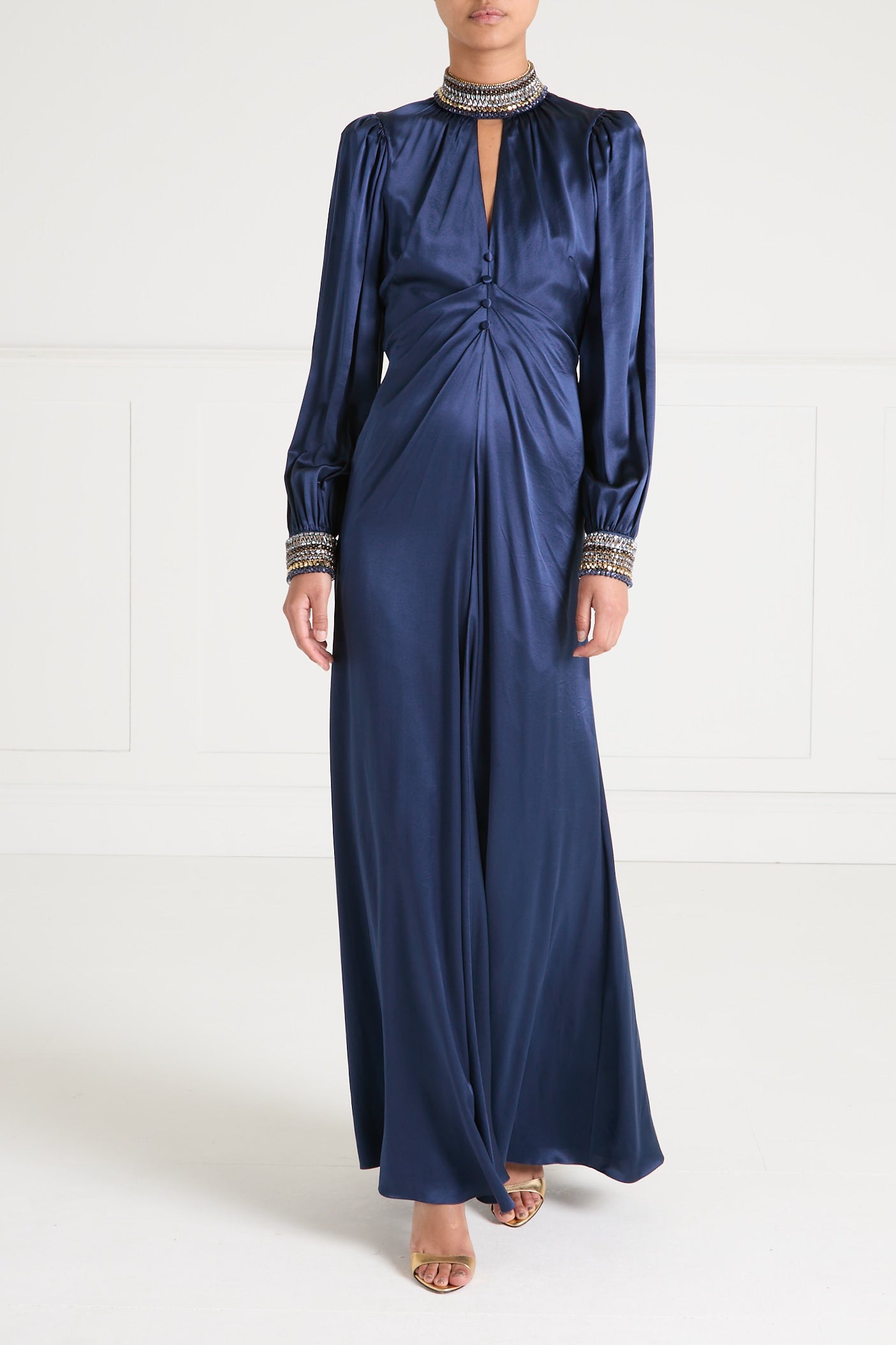 Beatrice Sleeved Gown - Sapphire Blue