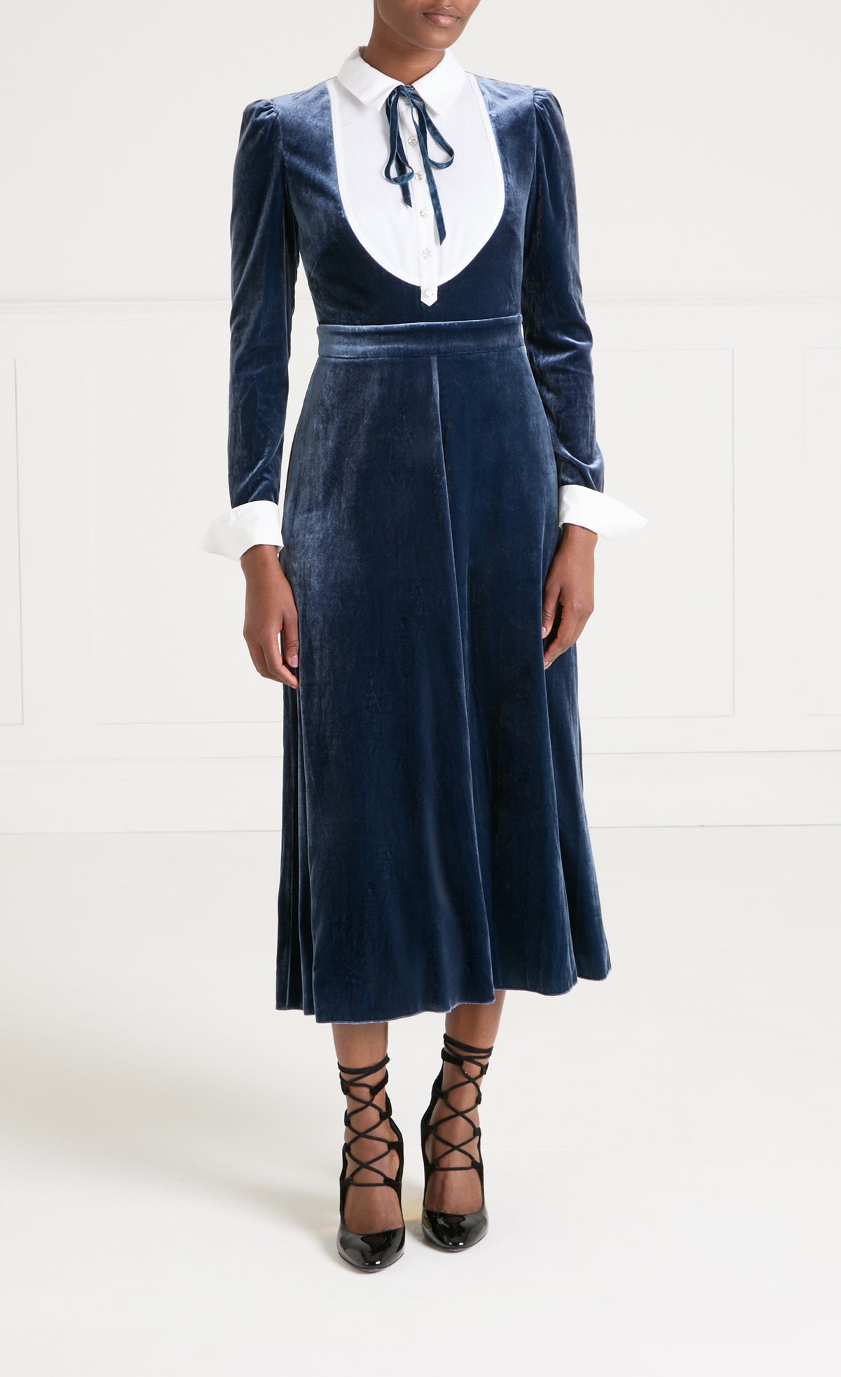 Pompidou Bib Dress - Slate Blue
