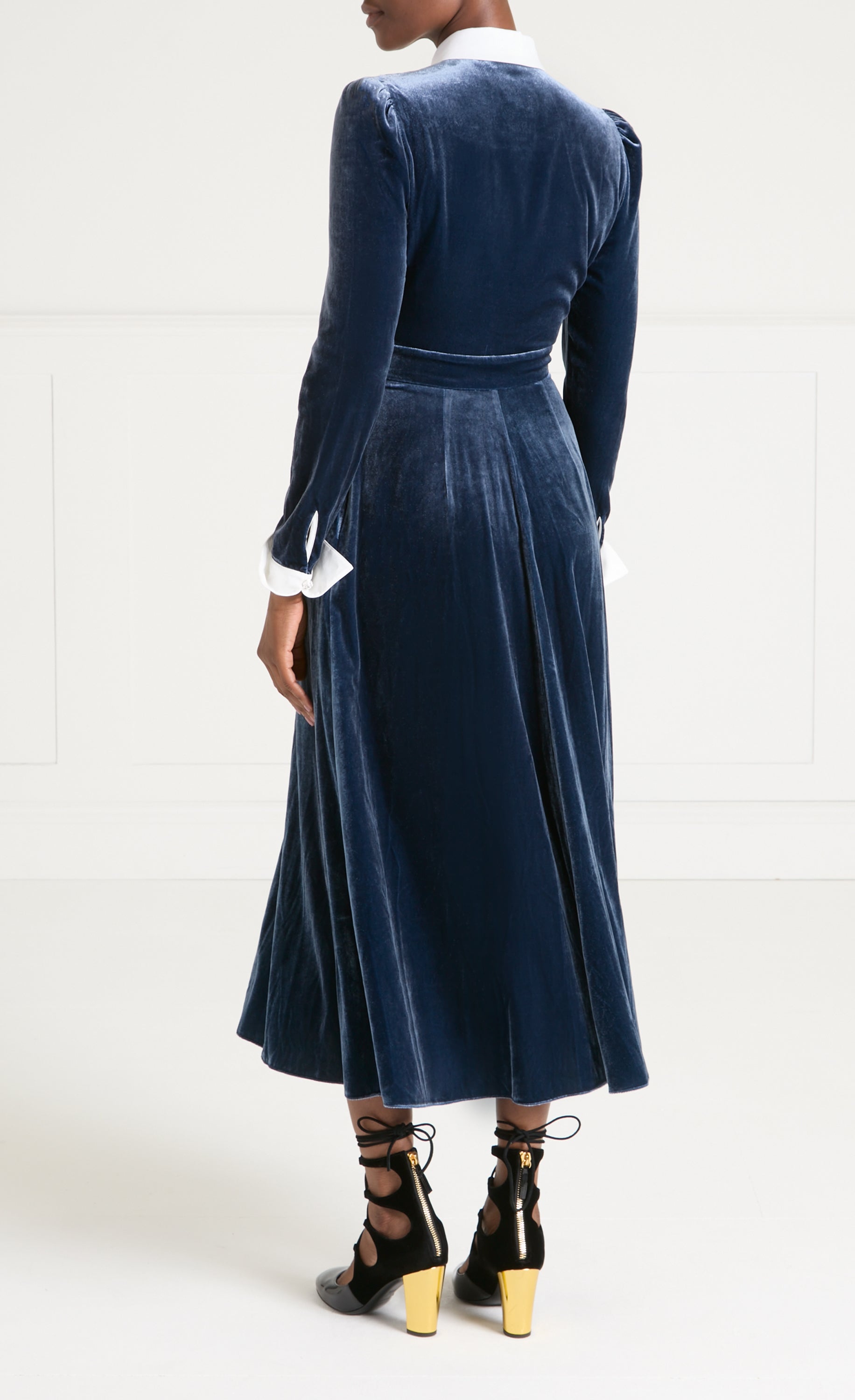 Pompidou Bib Dress - Slate Blue