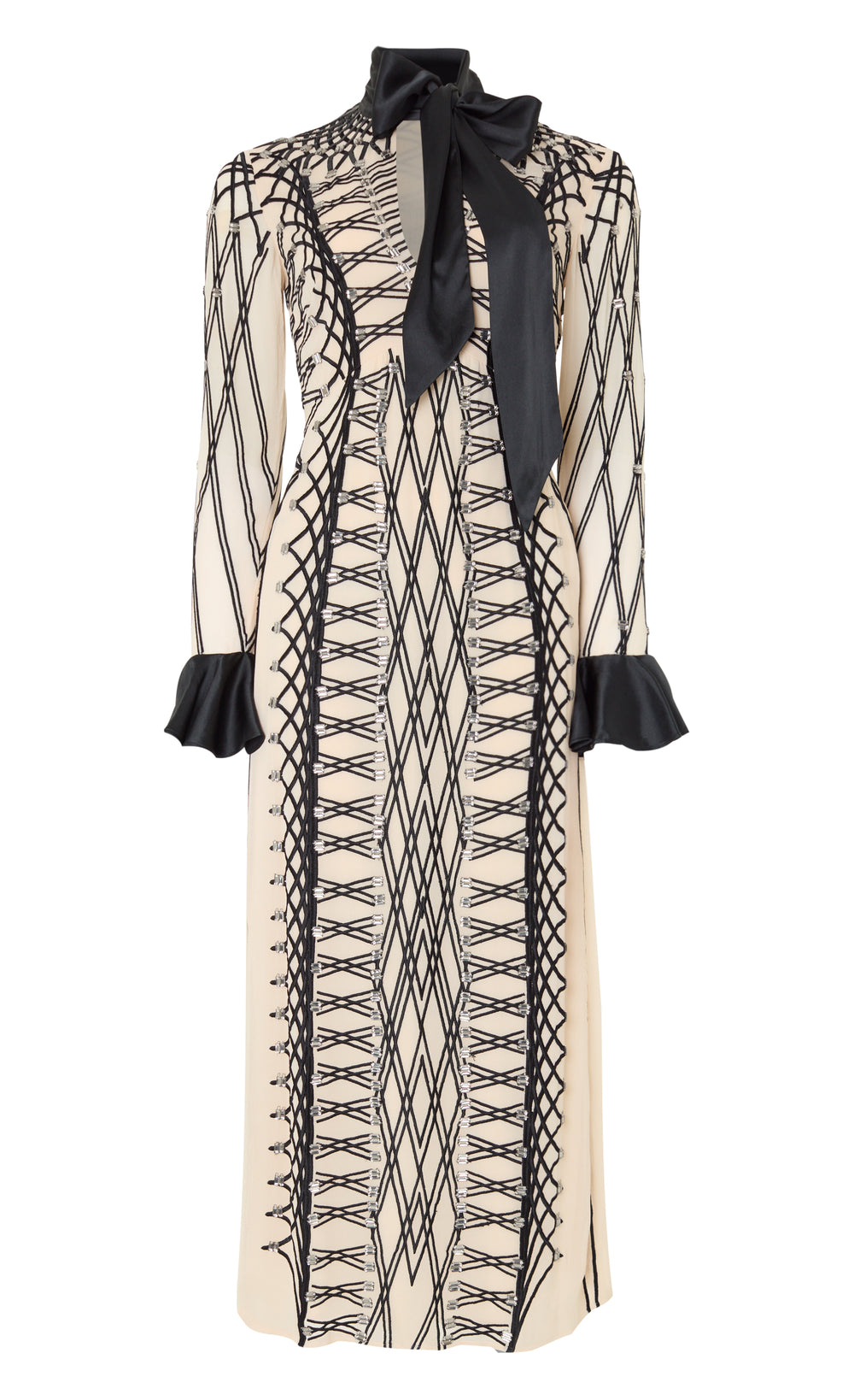Cressida Tie Dress - Almond & Black