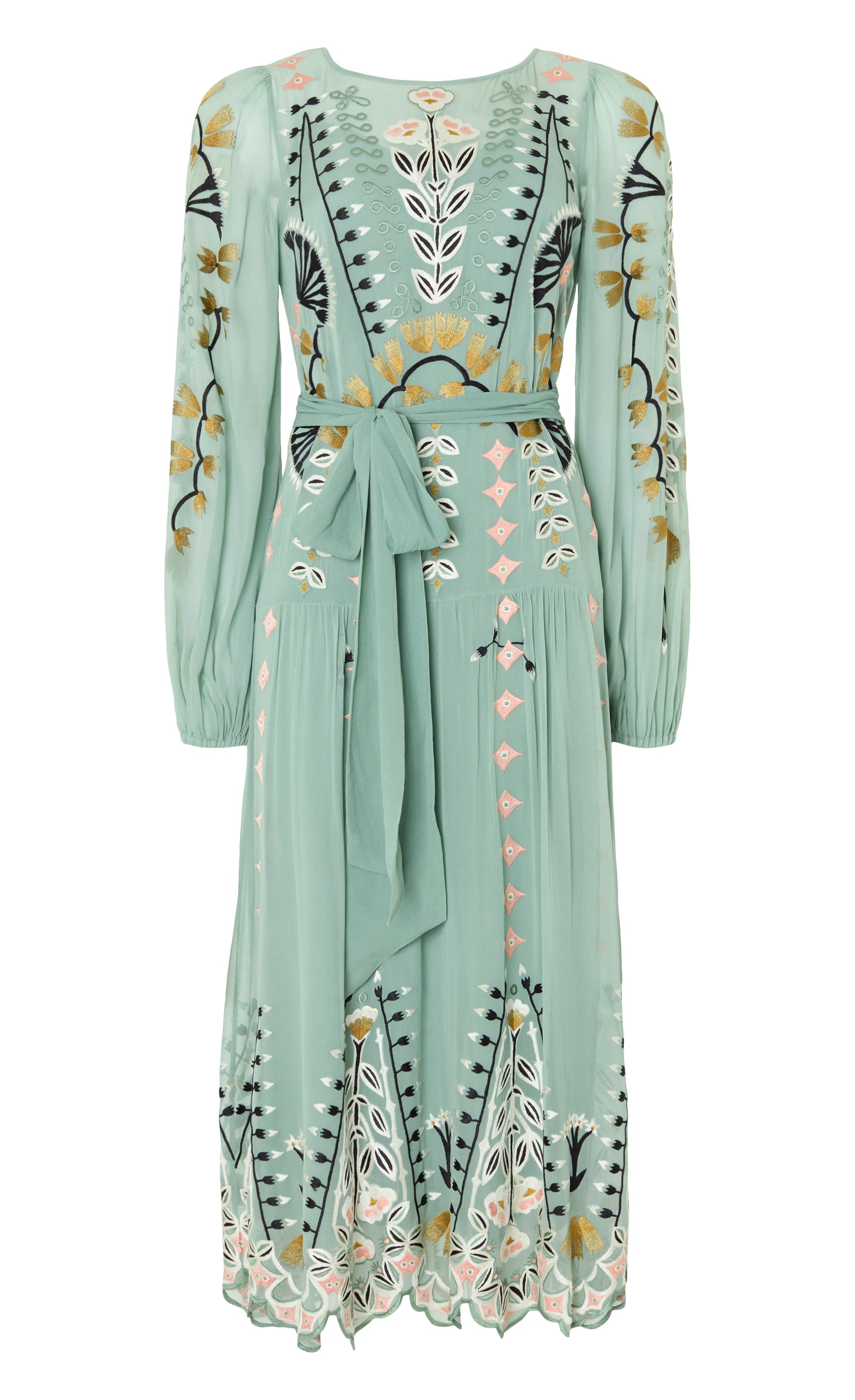 Rosalba Sleeved Dress - Jade Green