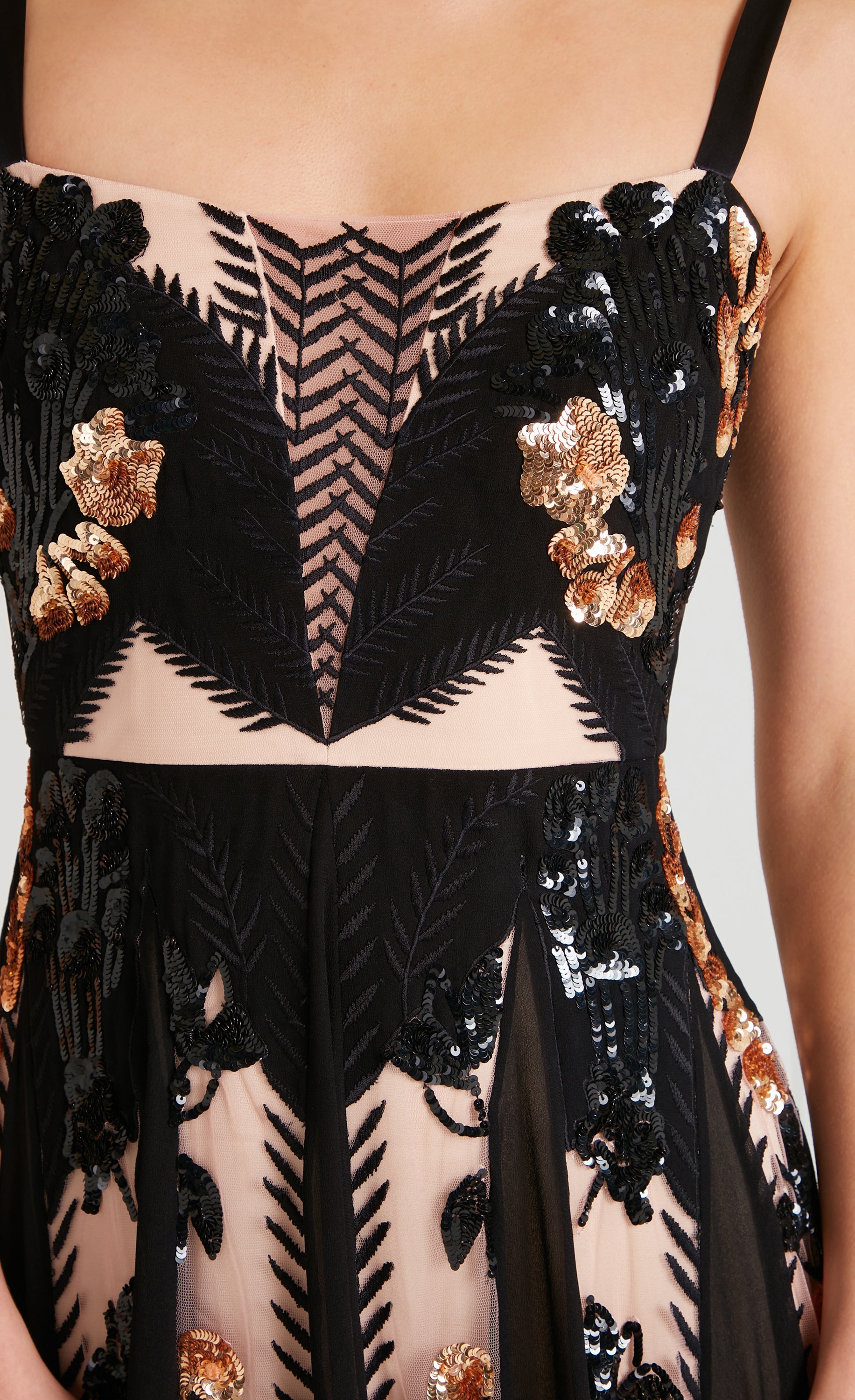 Gilded Strappy Dress - Almond