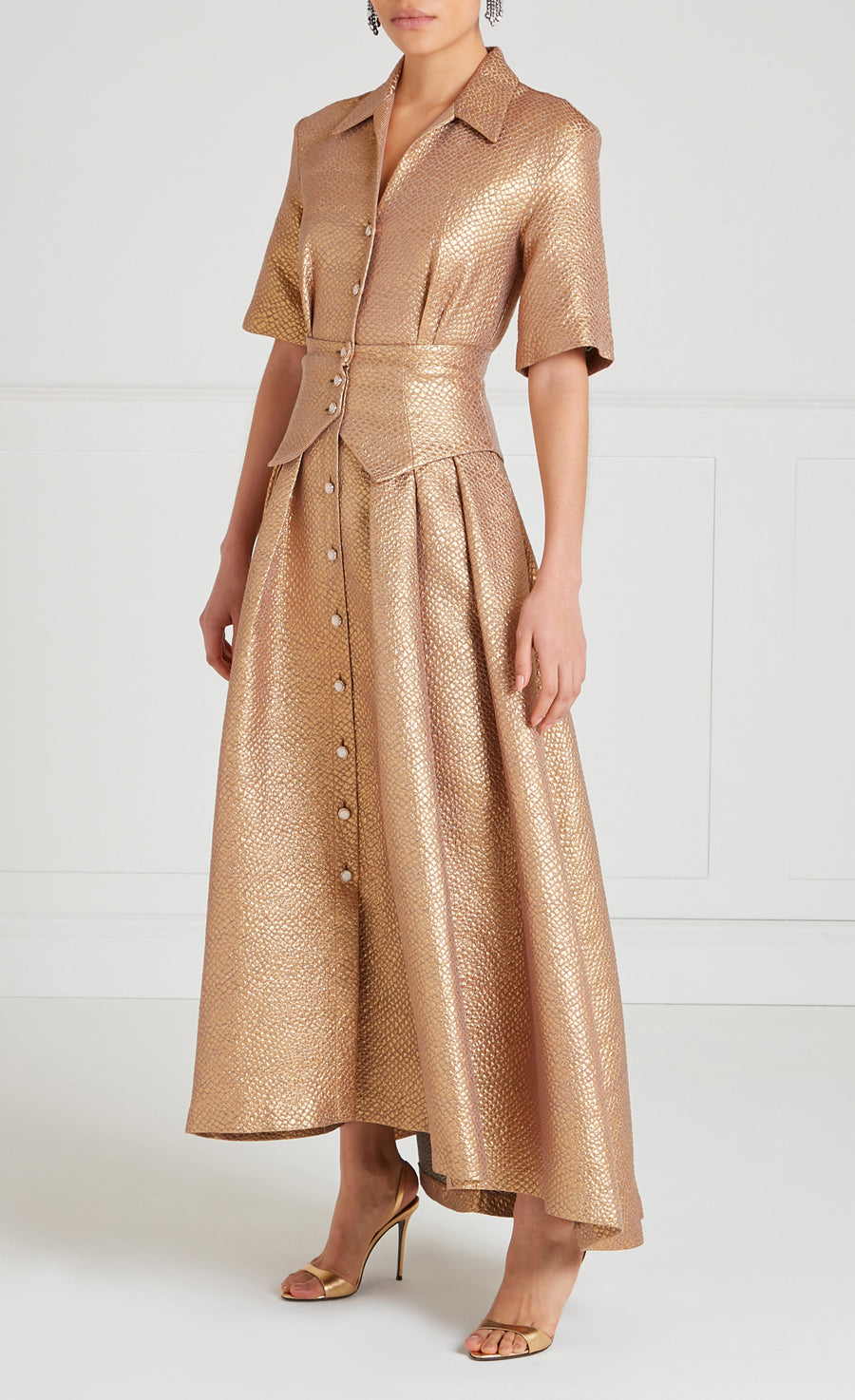 Rita Shirt Dress - Gold