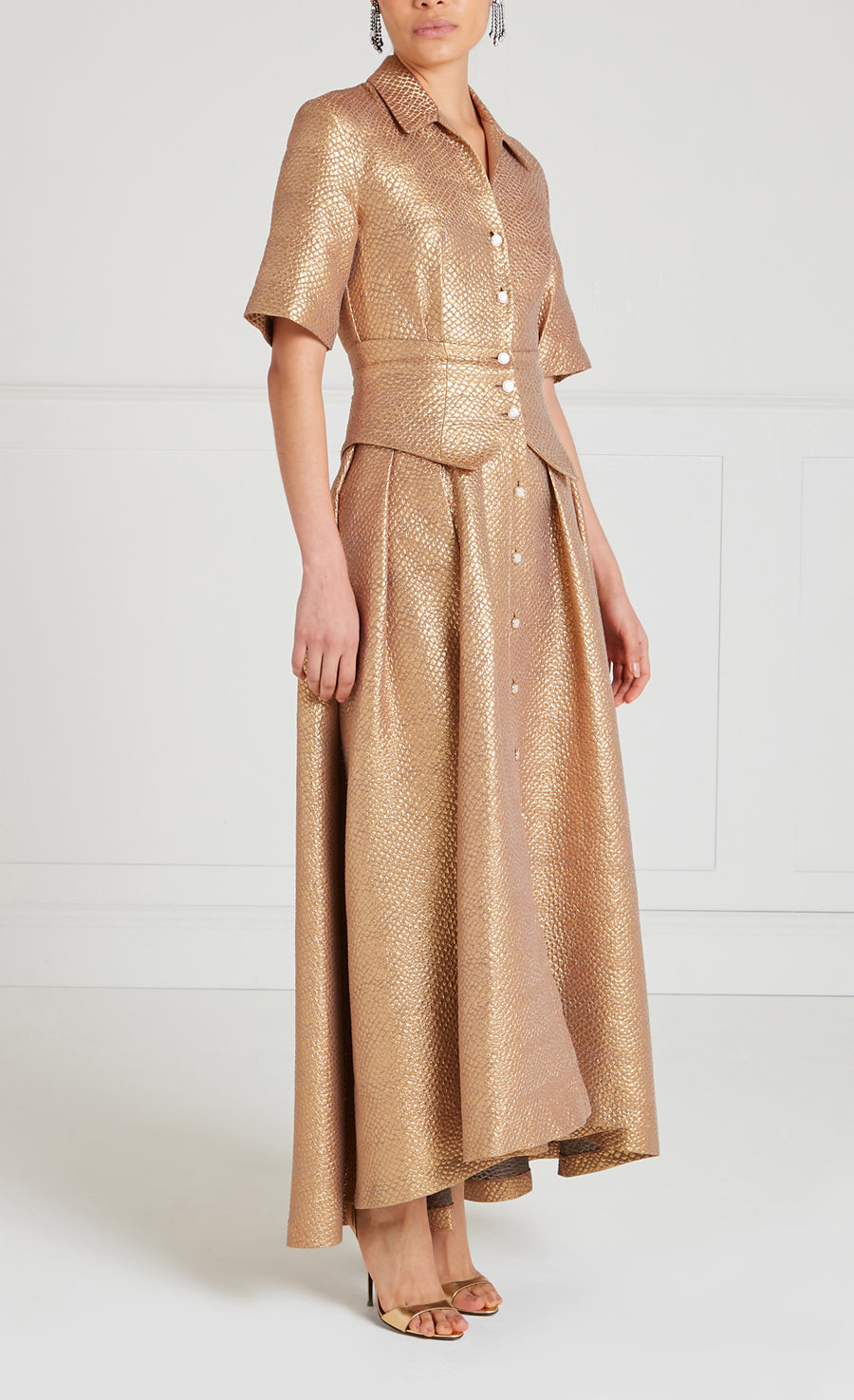 Rita Shirt Dress - Gold