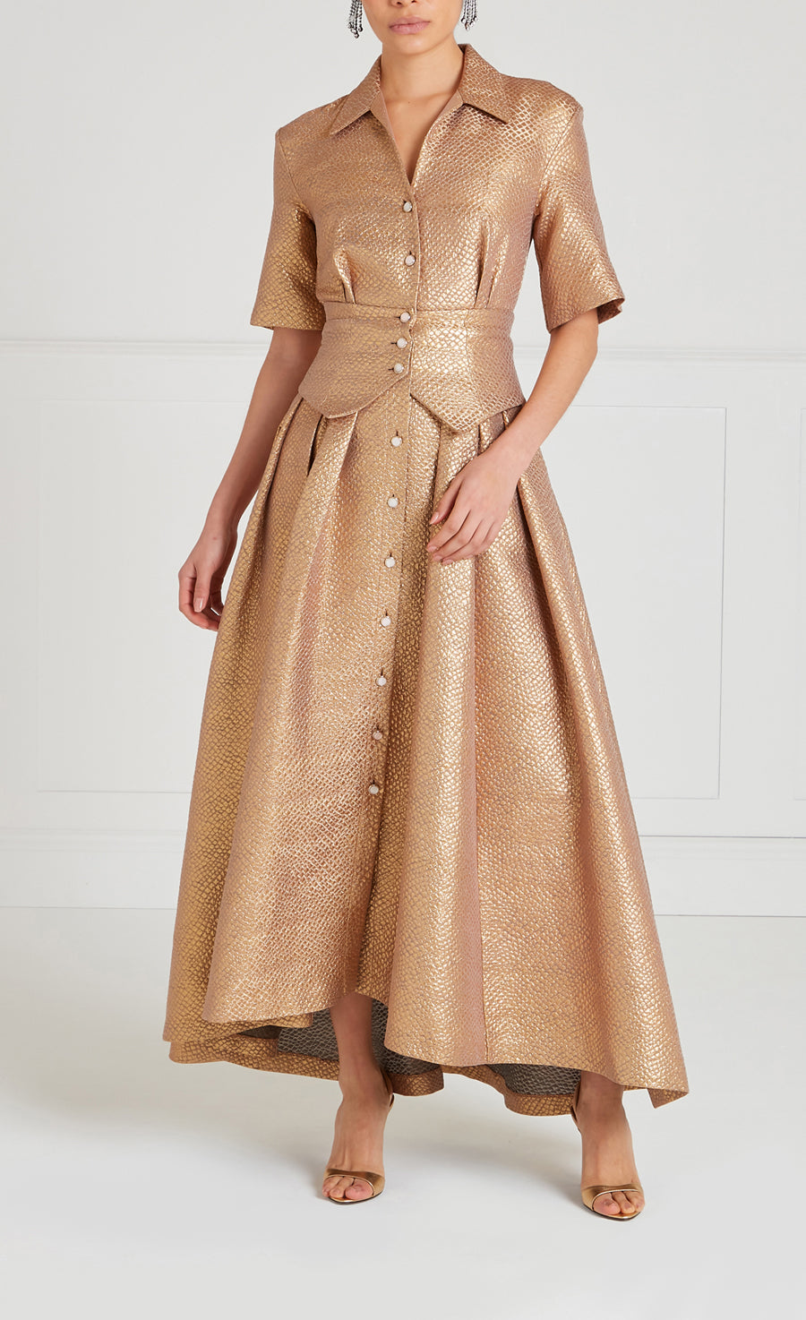 Rita Shirt Dress - Gold