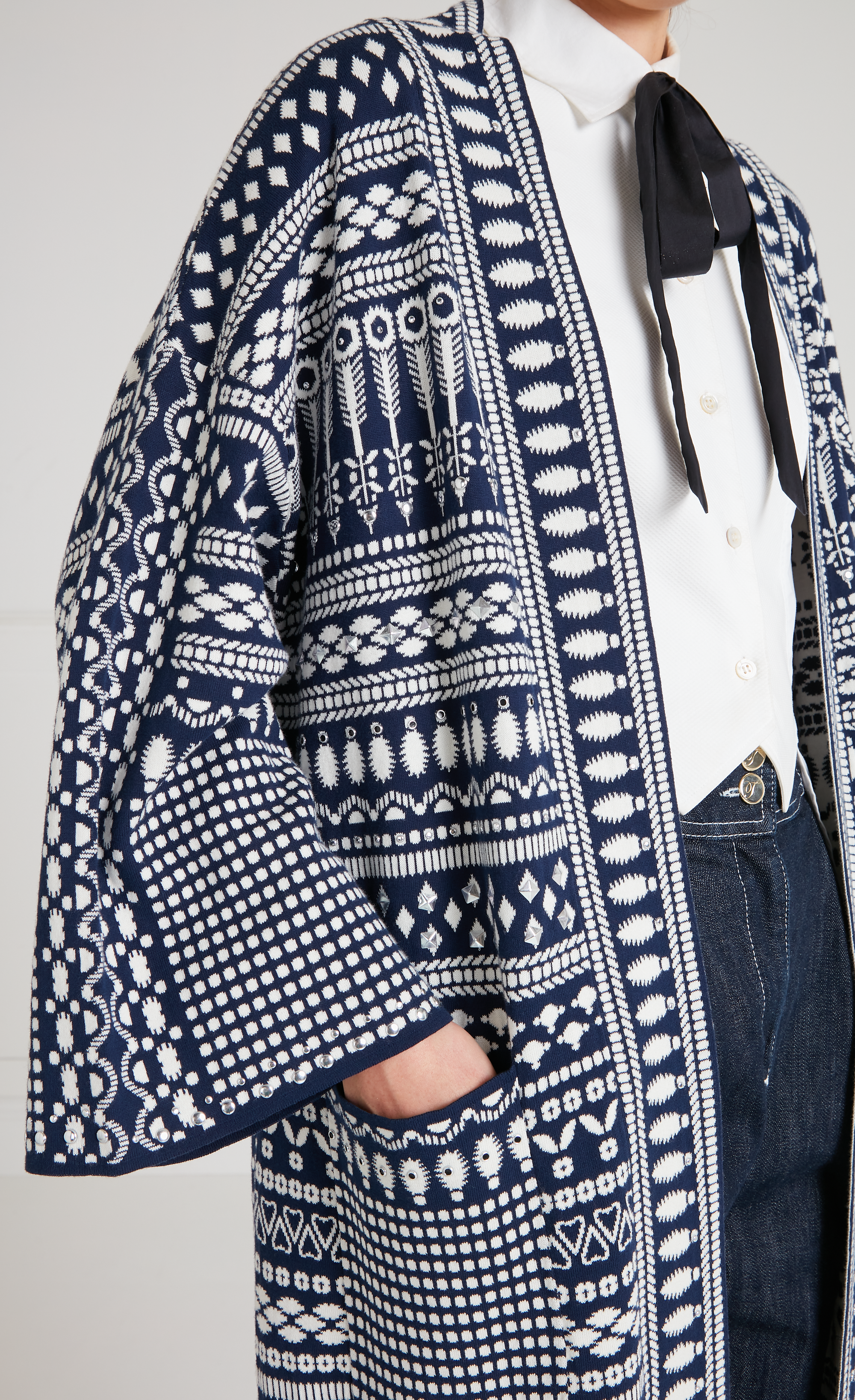 Tlalli Knit Coat - Navy Silver