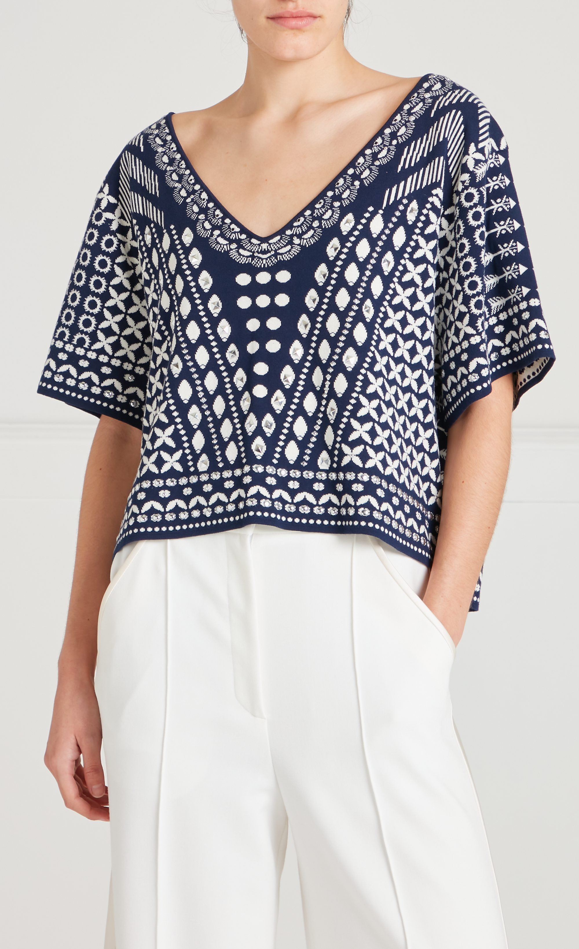 Tlalli Knit Top - Navy Silver