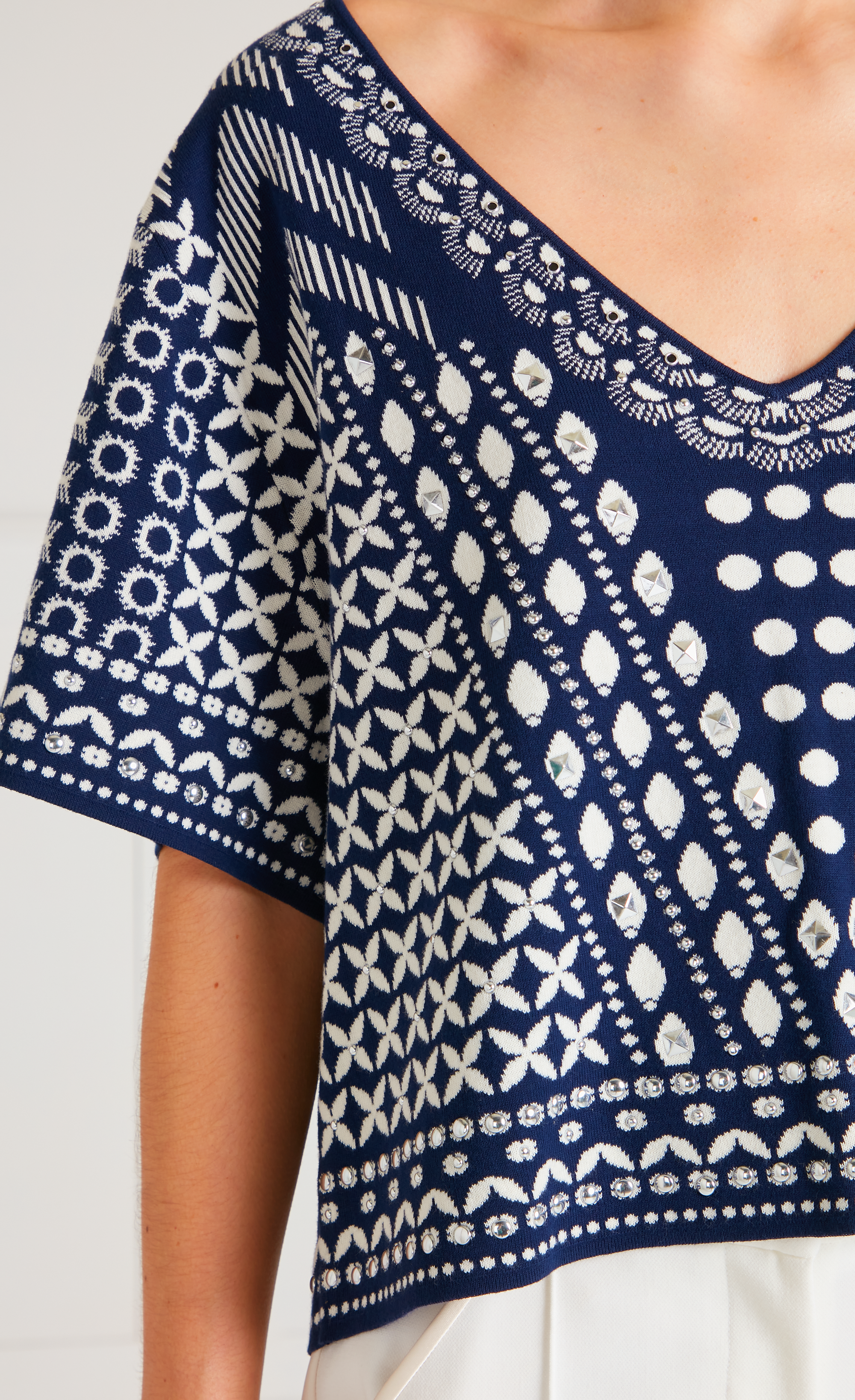 Tlalli Knit Top - Navy Silver