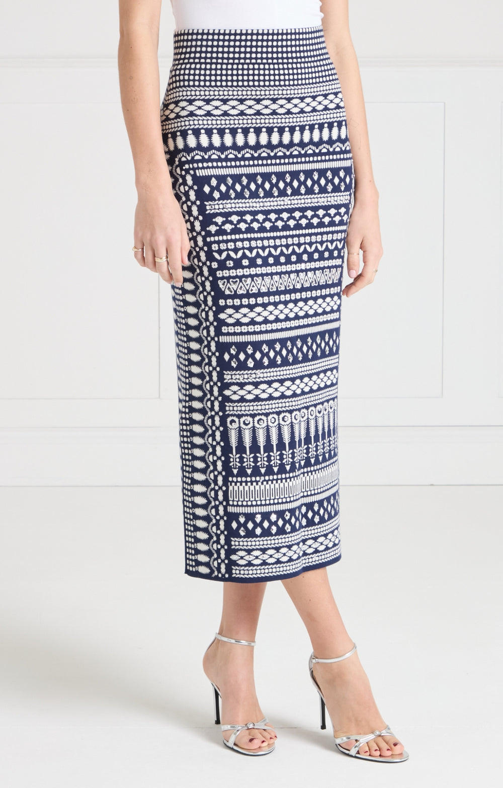 Tlalli Knit Skirt - Navy Silver