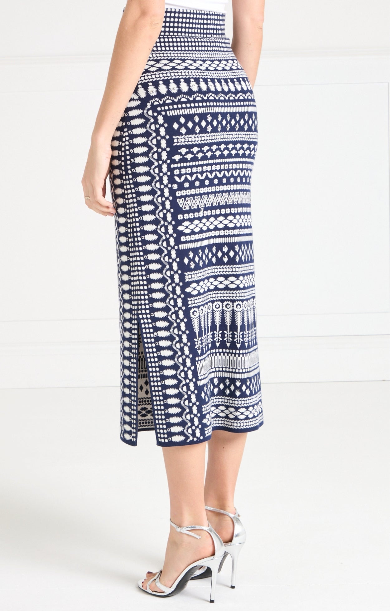 Tlalli Knit Skirt - Navy Silver