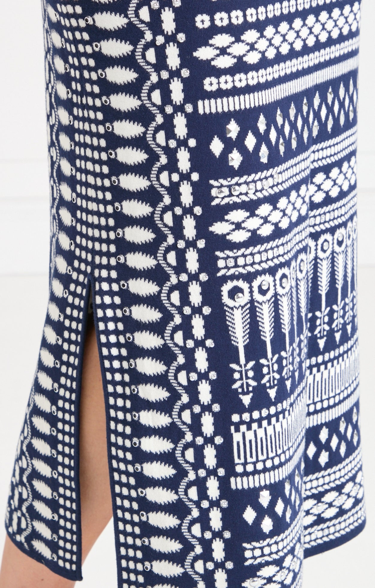 Tlalli Knit Skirt - Navy Silver