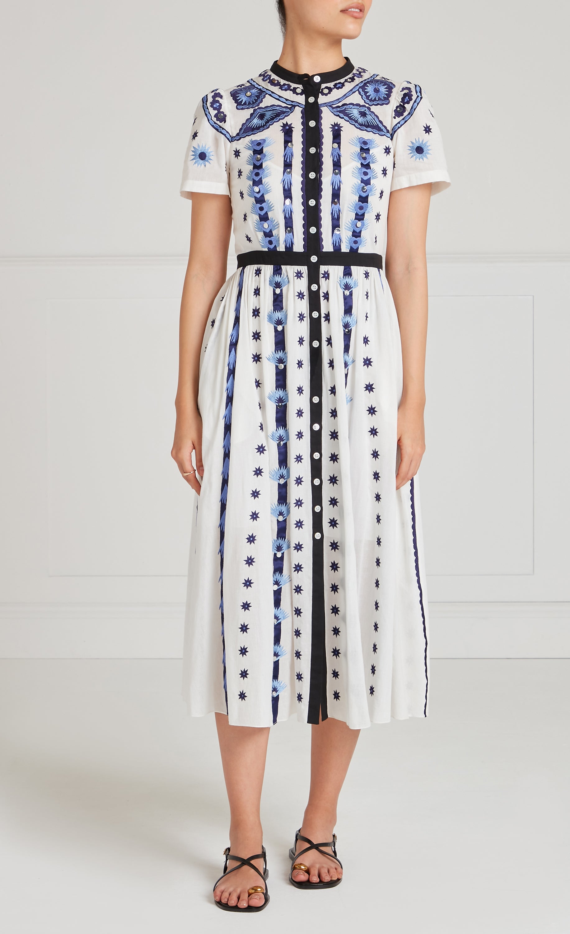 Edith Shirt Dress - White/Blue
