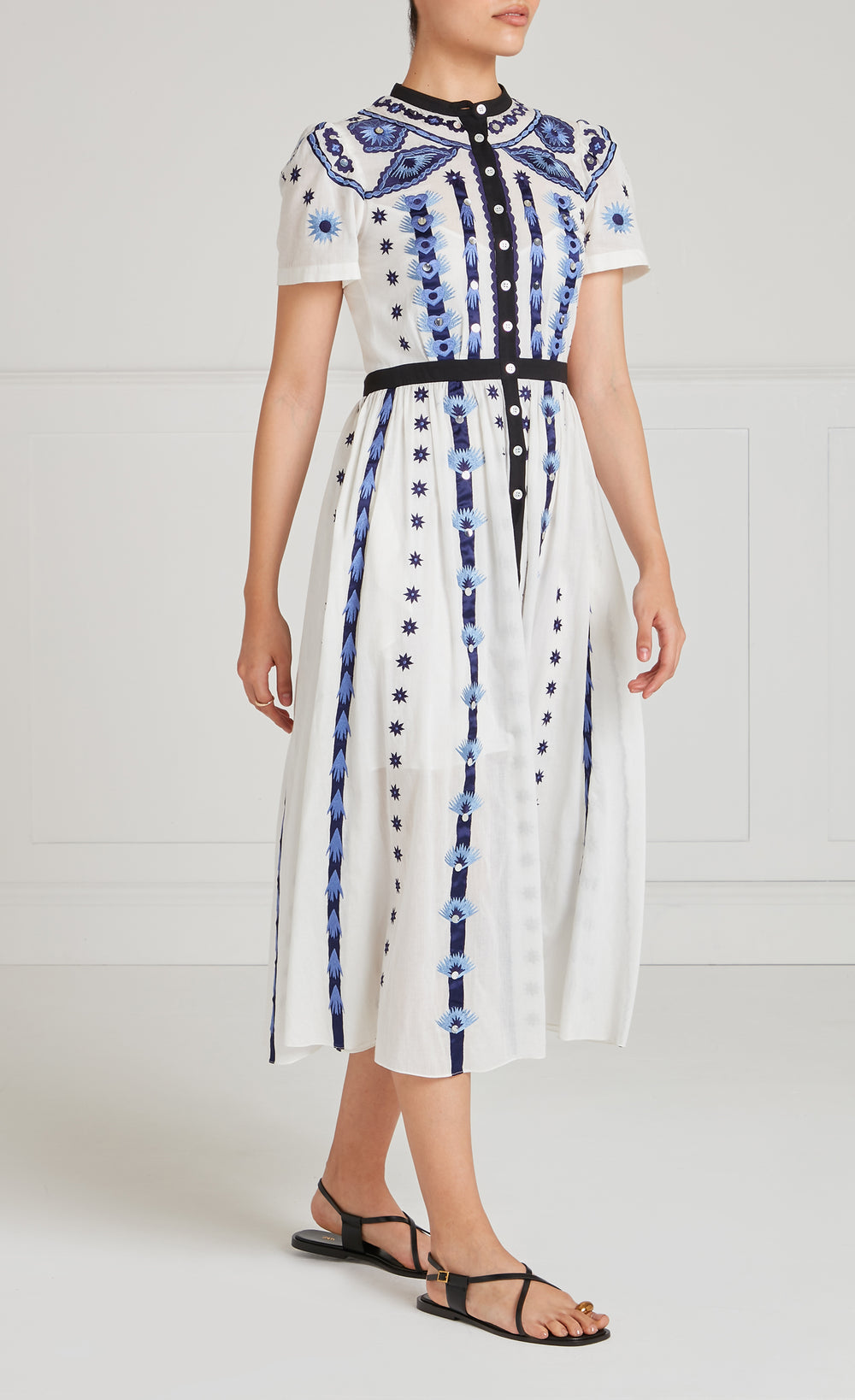 Edith Shirt Dress - White/Blue