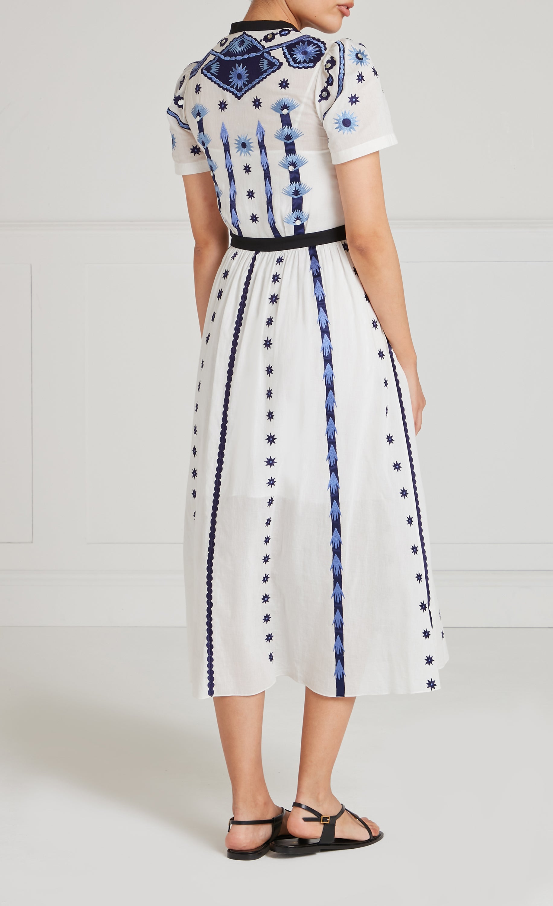 Edith Shirt Dress - White/Blue
