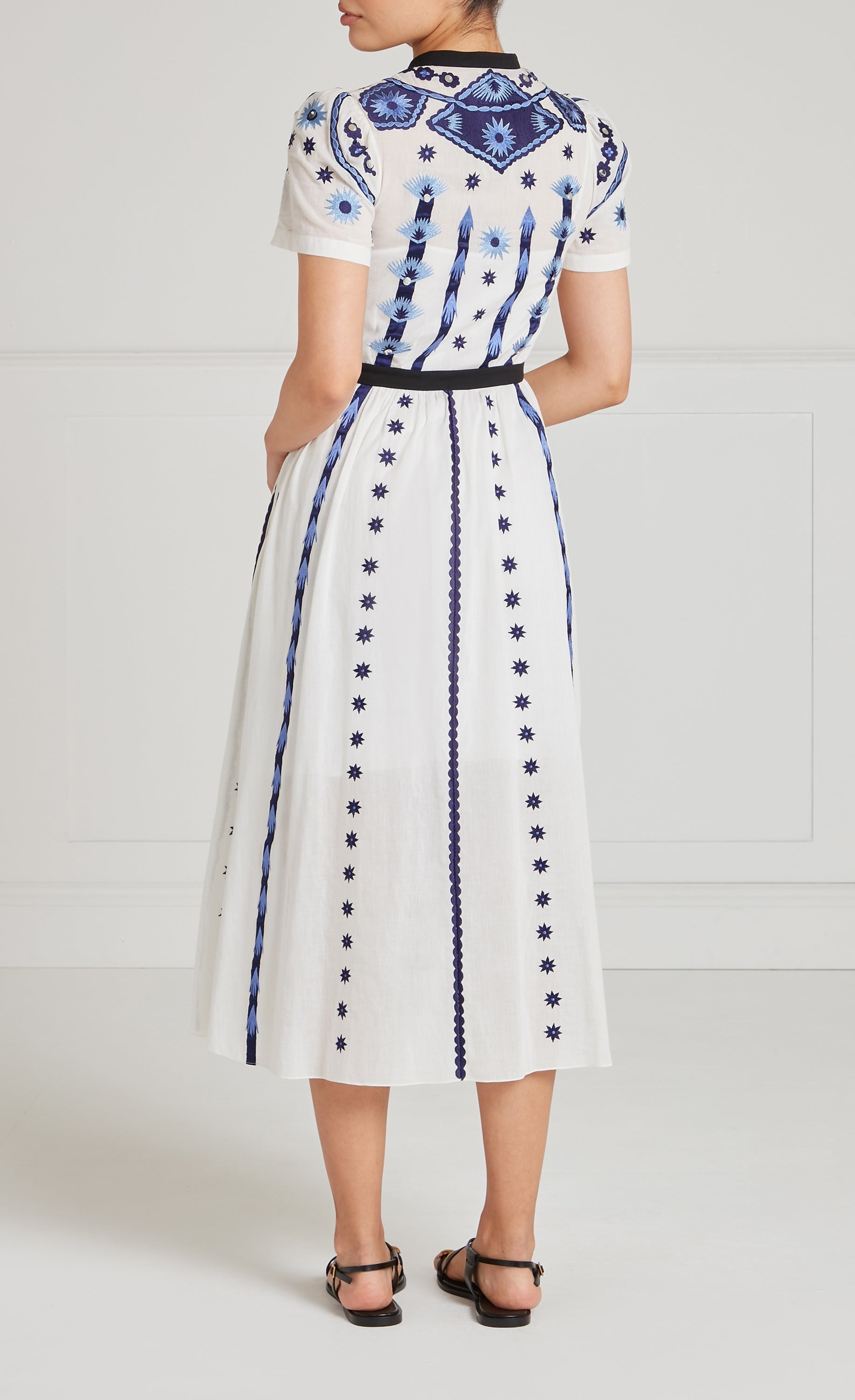 blue and white dresses uk Flomu Blue And White Floral A-line Printed Prom Dress