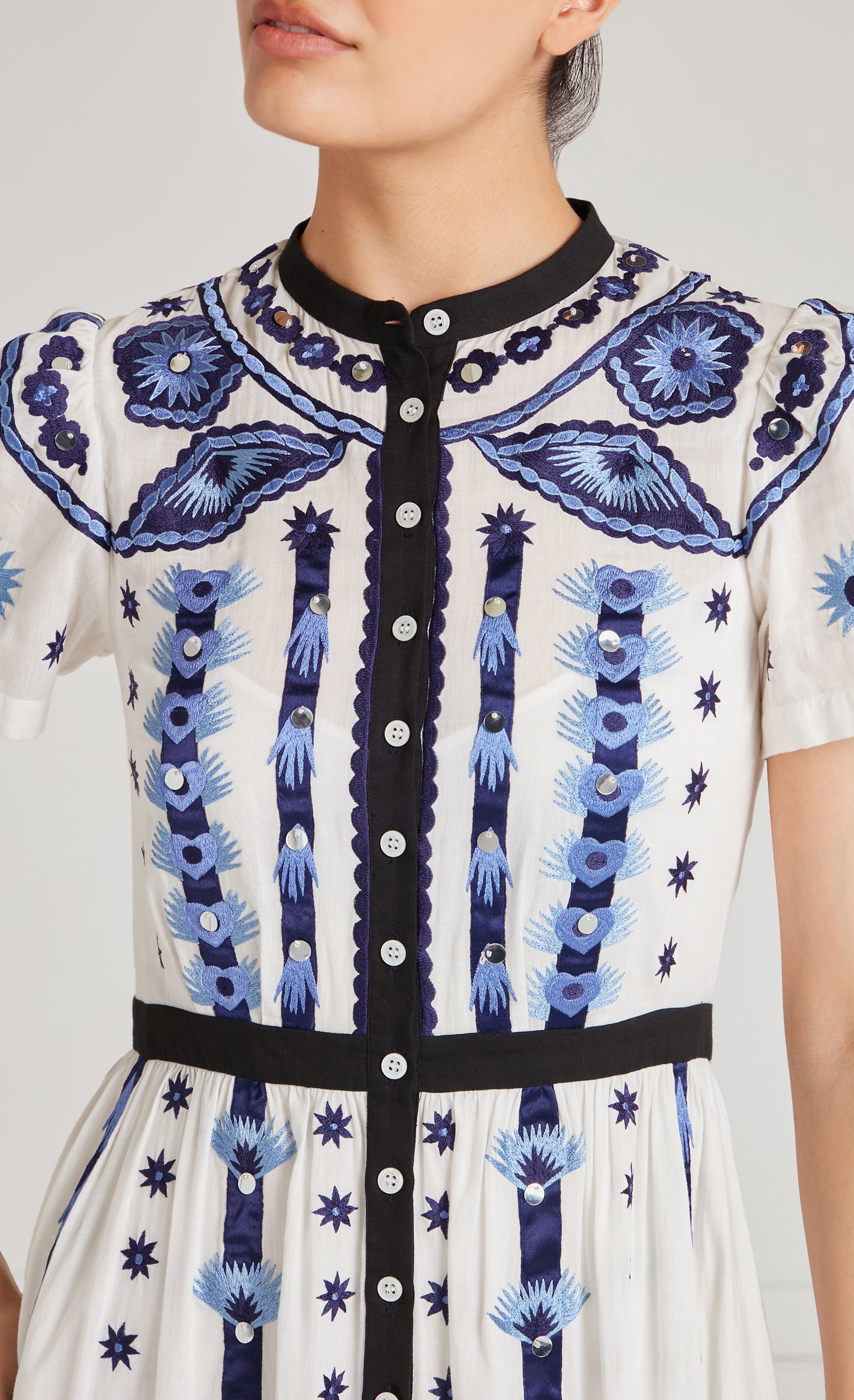 Edith Shirt Dress - White/Blue