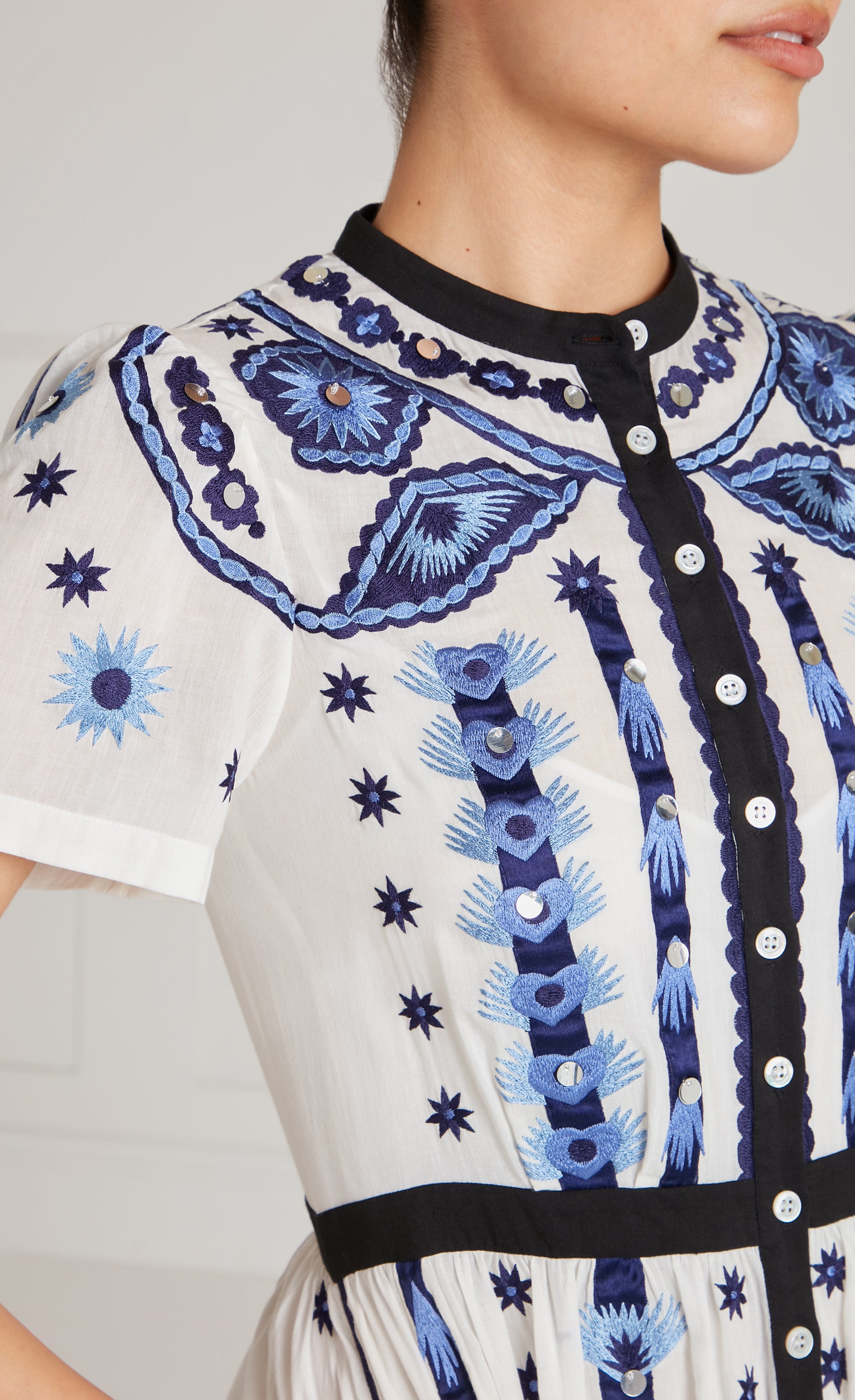 Edith Shirt Dress - White/Blue