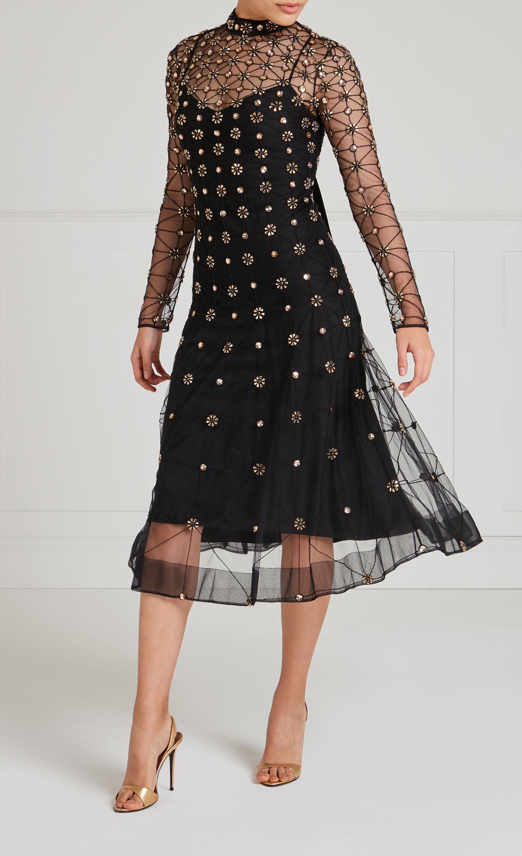 Crossbone Lattice Dress - Black & Gold