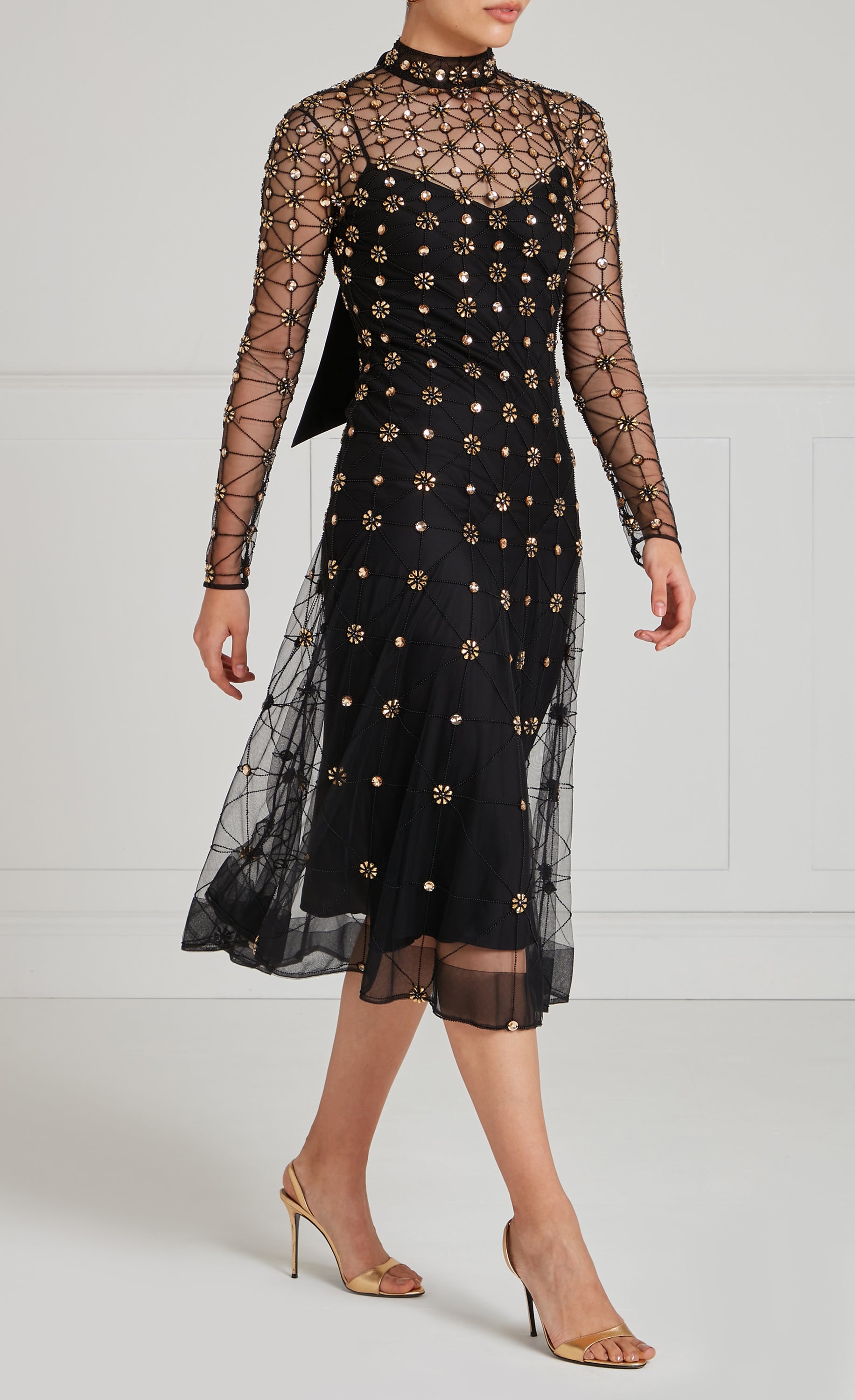 Crossbone Lattice Dress - Black & Gold