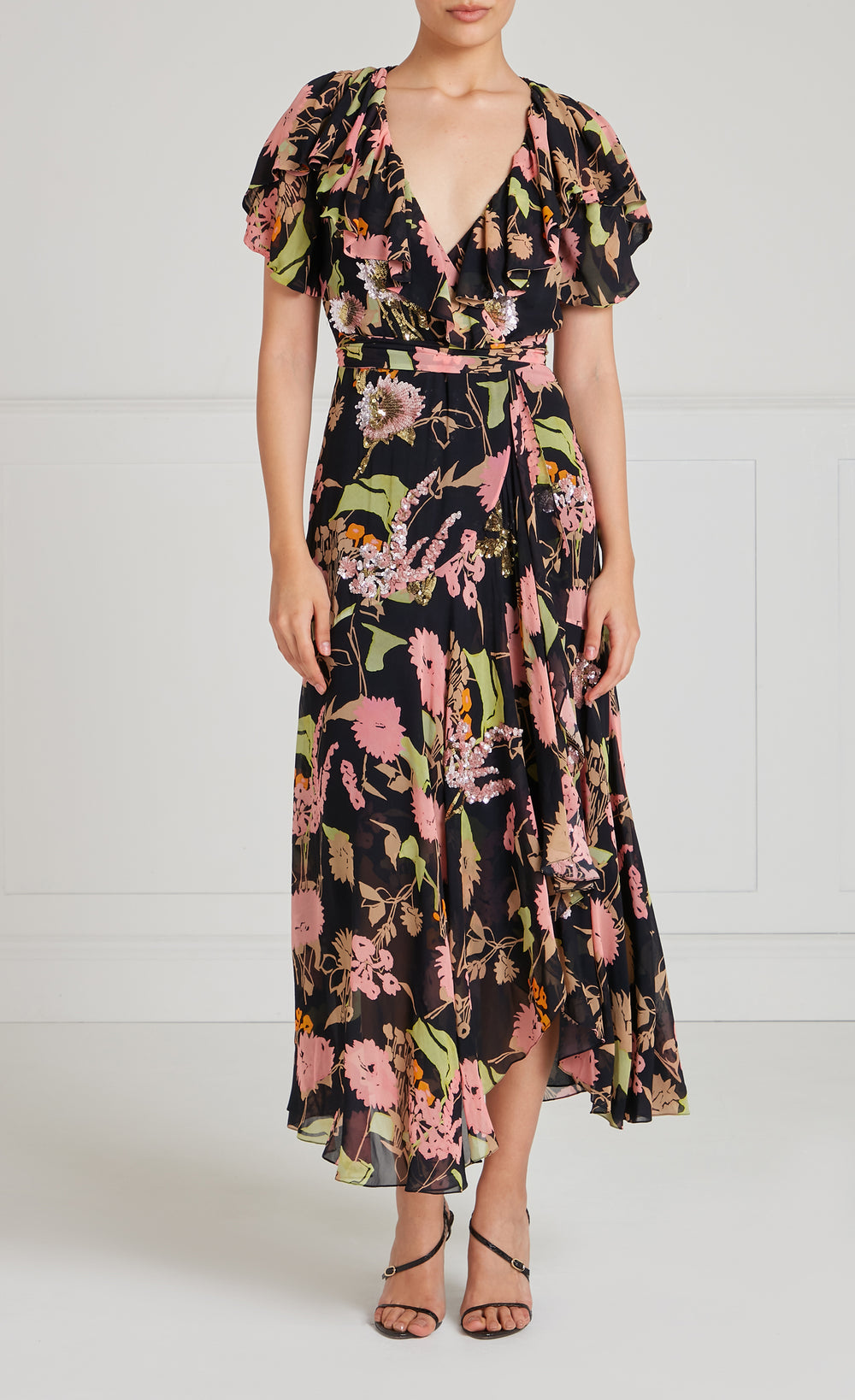 Maisie Wrap Dress - Black Mix