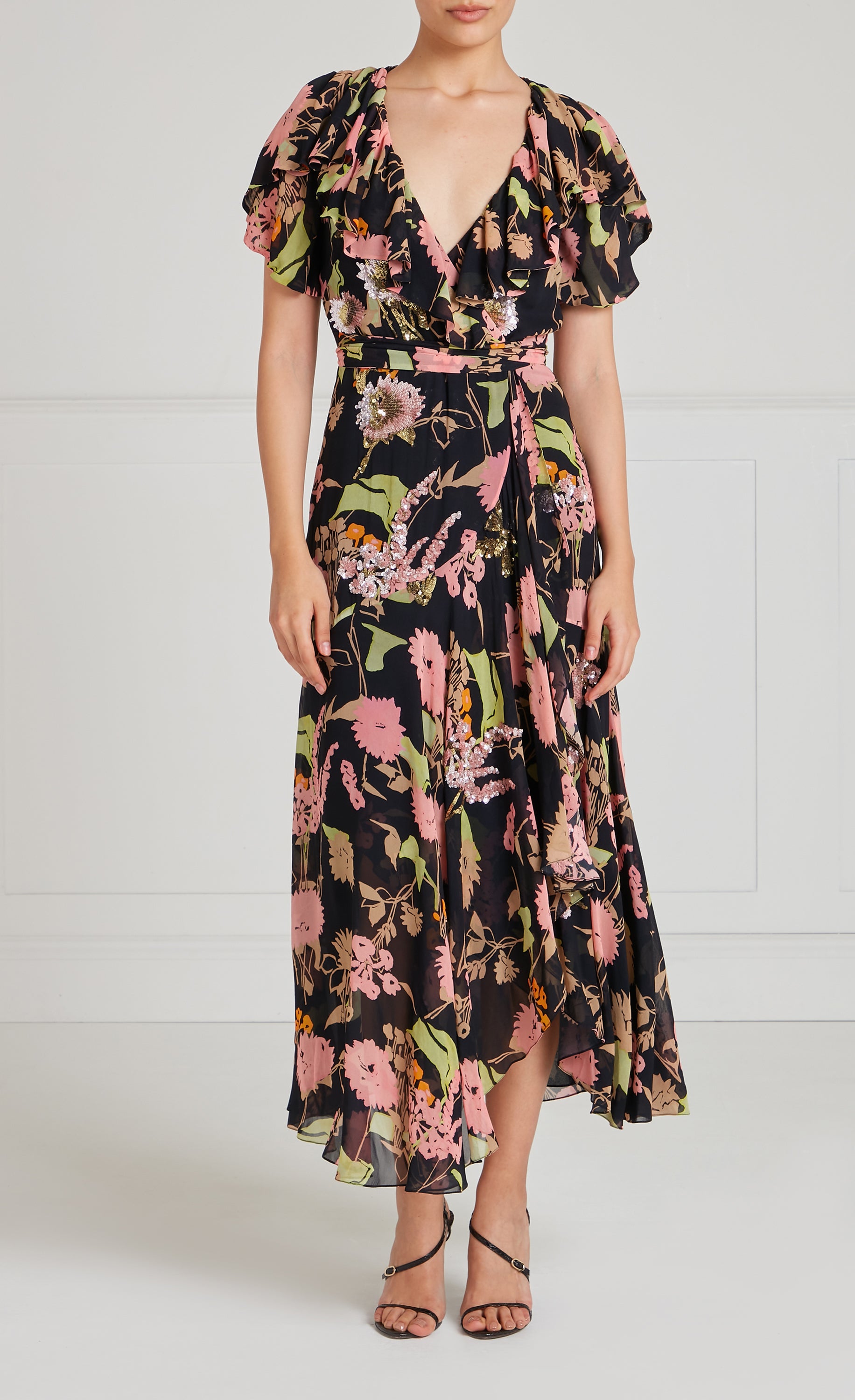 Maisie Wrap Dress - Black Mix