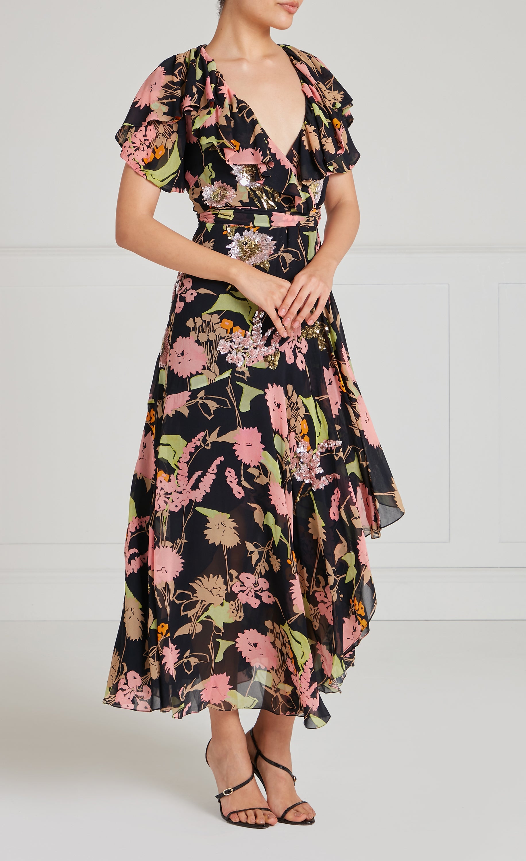 Maisie Wrap Dress - Black Mix