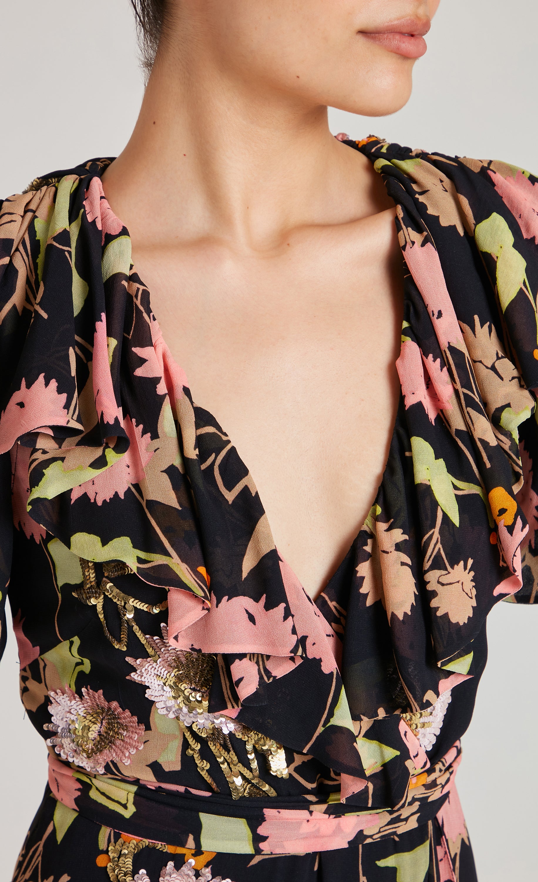 Maisie Wrap Dress - Black Mix