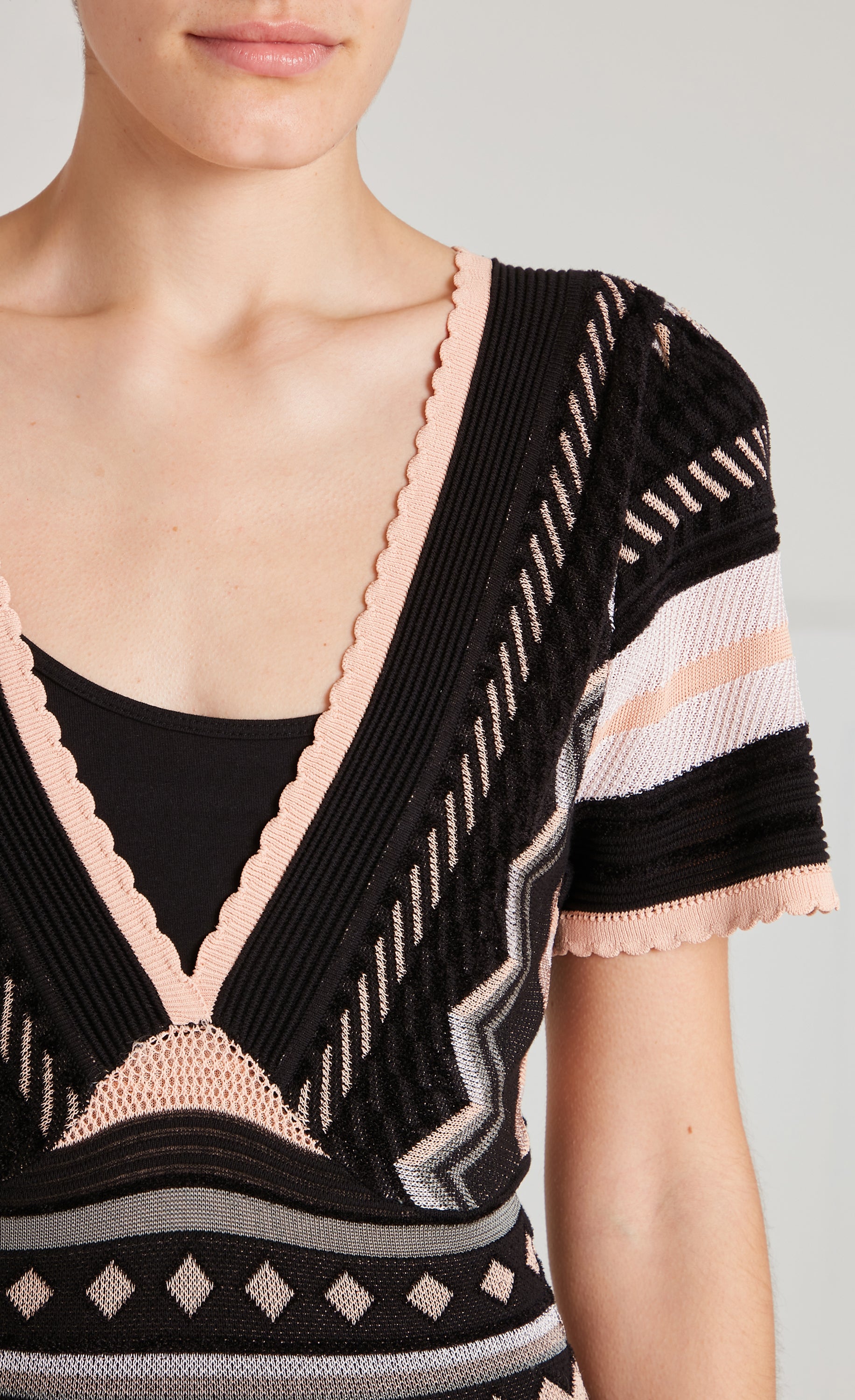 Meryl Knit V-Neck Dress - Pink/Black